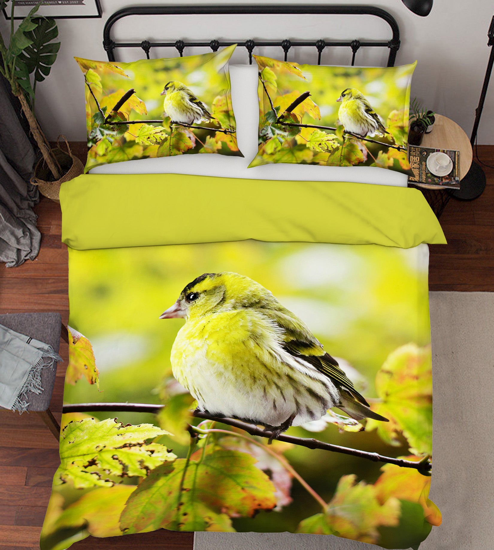 3D Green Bird 024 Bed Pillowcases Quilt