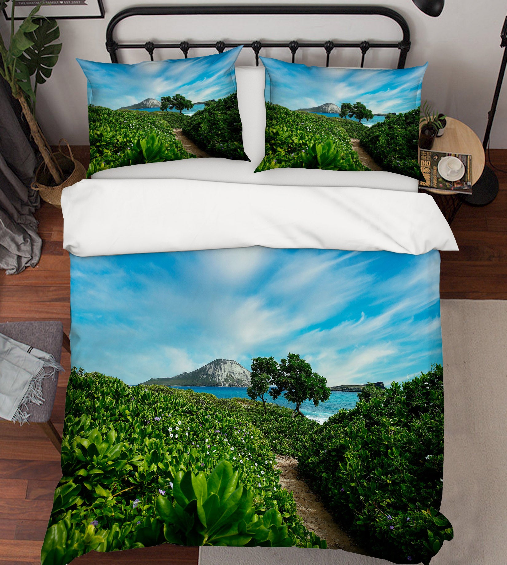 3D Grassy Tree Path 8692 Kathy Barefield Bedding Bed Pillowcases Quilt