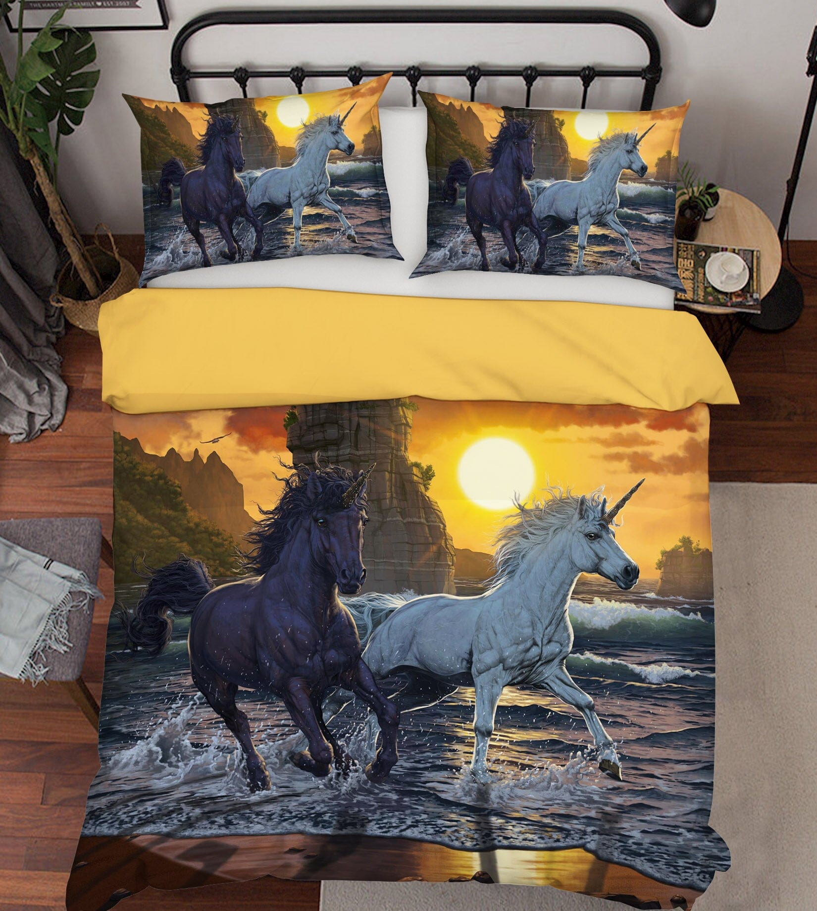3D Unicorns In Sunset 096 Bed Pillowcases Quilt Exclusive Designer Vincent Quiet Covers AJ Creativity Home