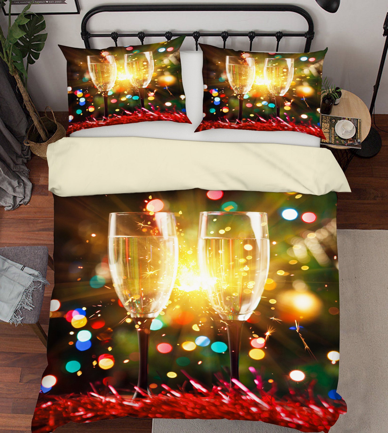 3D Wine Glass 50021 Christmas Quilt Duvet Cover Xmas Bed Pillowcases
