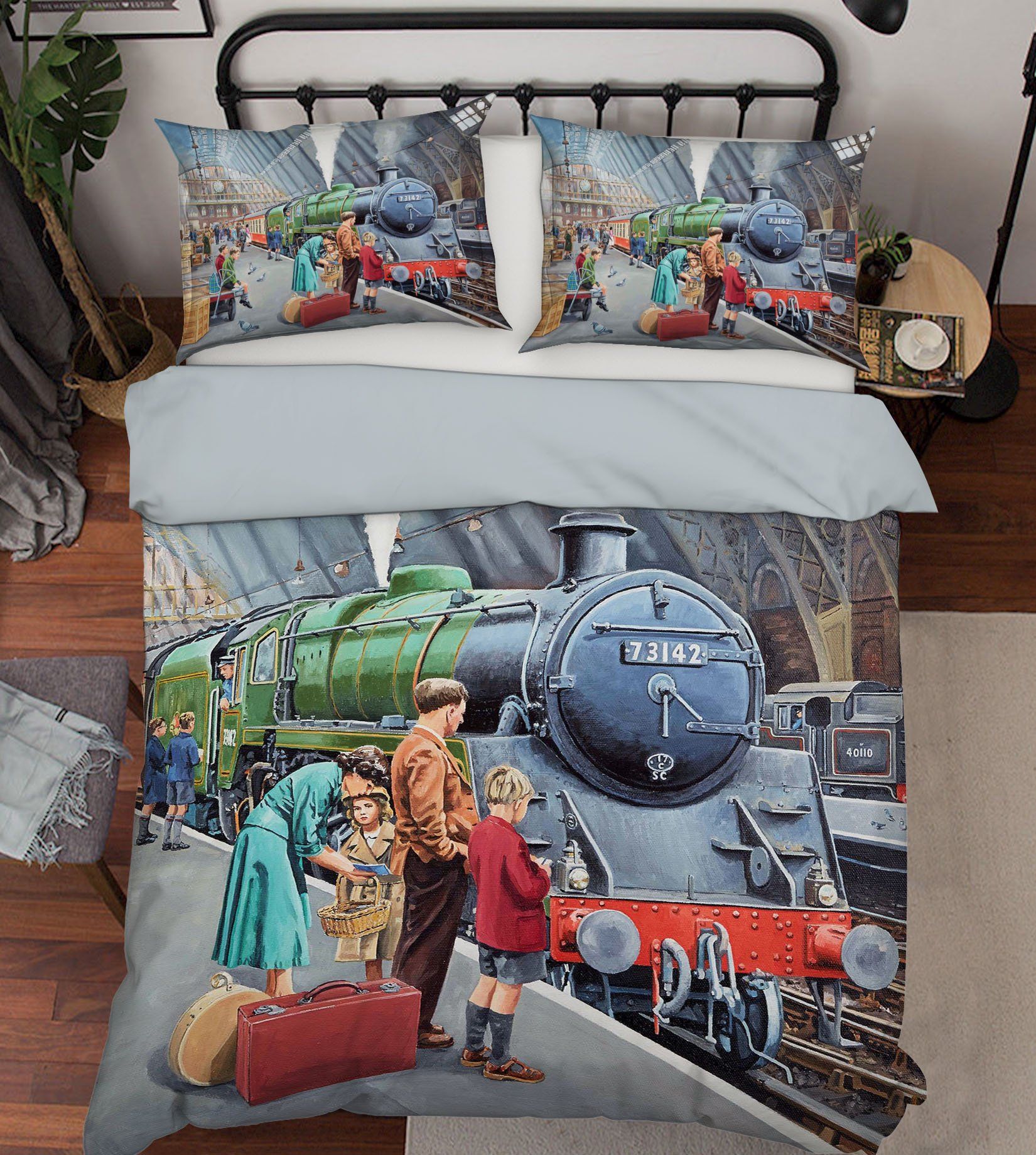 3D By Train 2053 Trevor Mitchell bedding Bed Pillowcases Quilt Quiet Covers AJ Creativity Home
