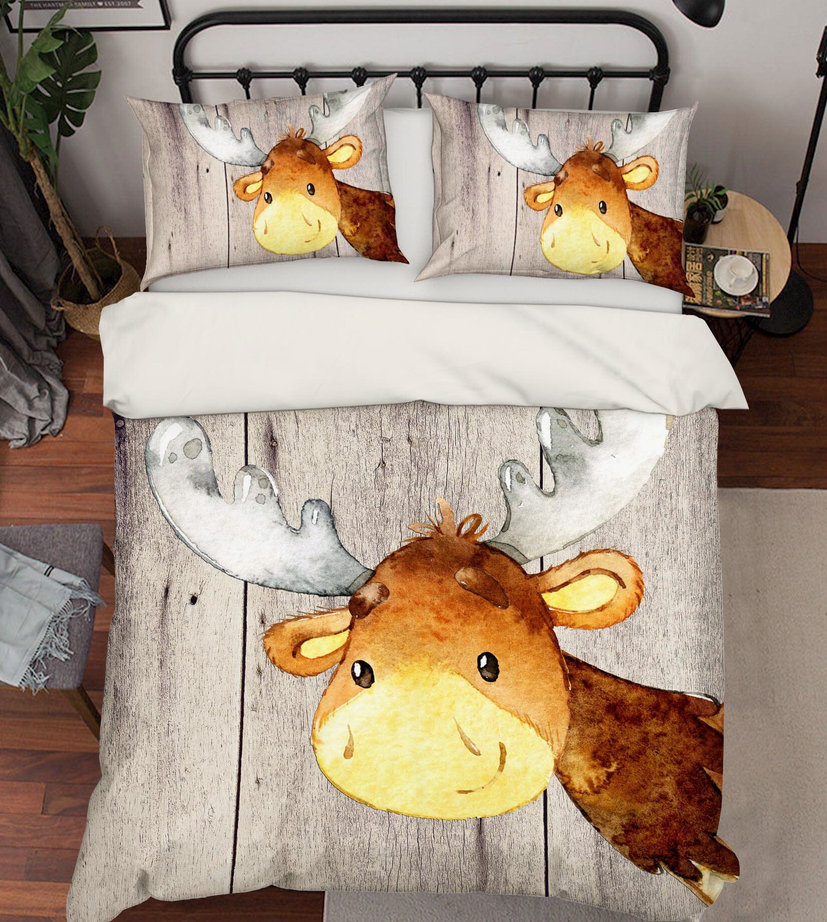 3D Yellow Reindeer 245 Uta Naumann Bedding Bed Pillowcases Quilt Quiet Covers AJ Creativity Home