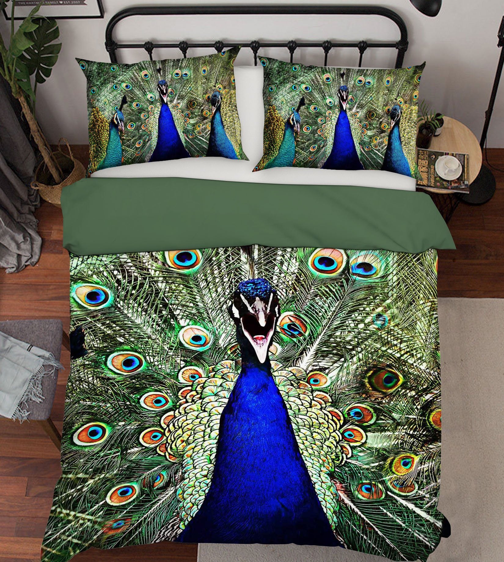 3D Peacock 1981 Bed Pillowcases Quilt Quiet Covers AJ Creativity Home