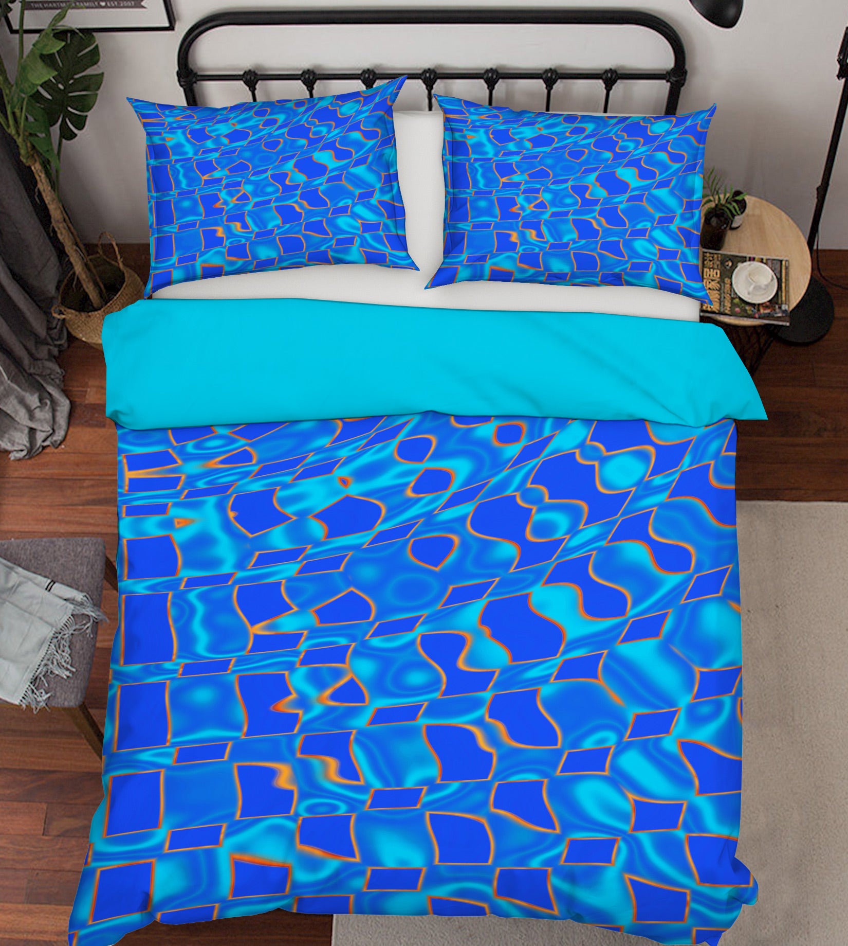 3D Blue Ripple 13150 Bed Pillowcases Quilt