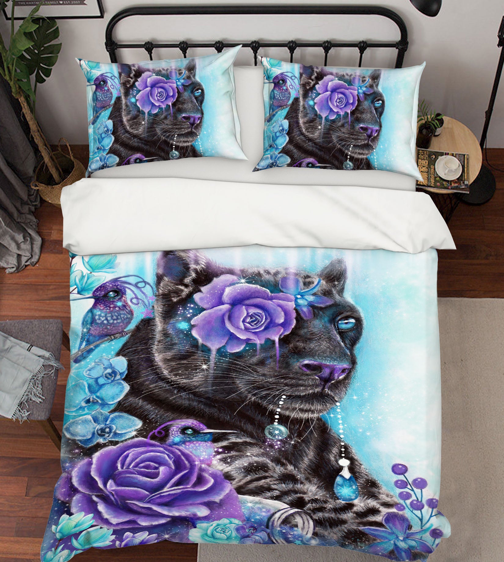 3D Black Panther Purple Rose 8604 Sheena Pike Bedding Bed Pillowcases Quilt Cover Duvet Cover