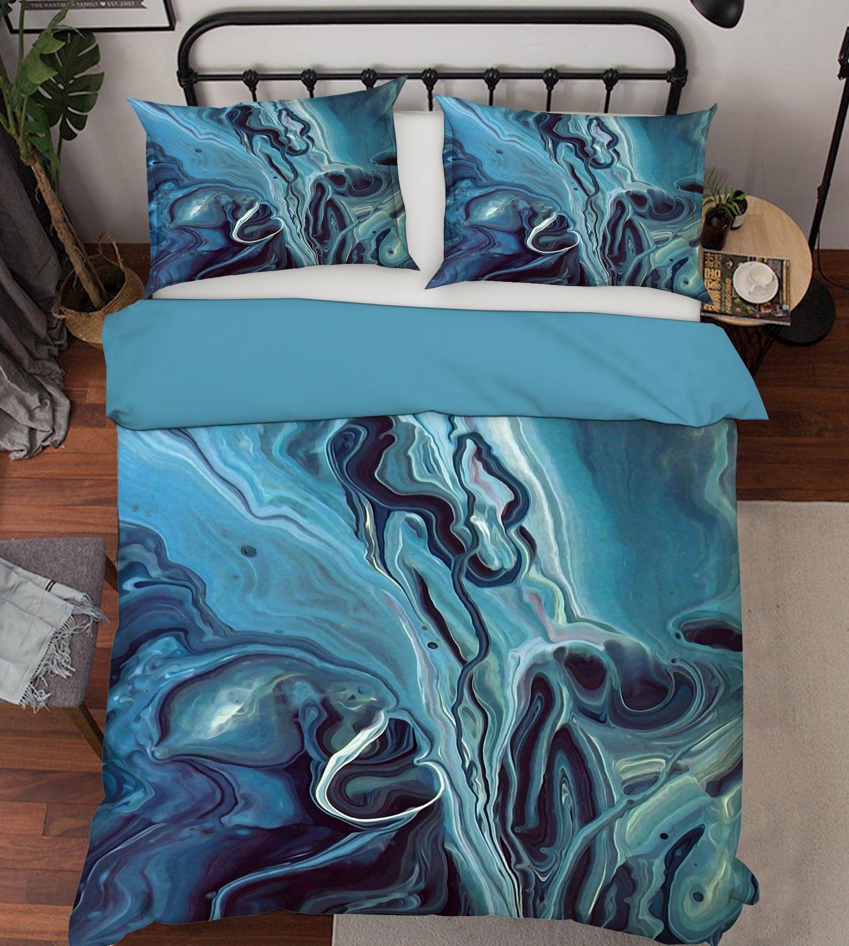 3D Blue Texture 59097 Bed Pillowcases Quilt