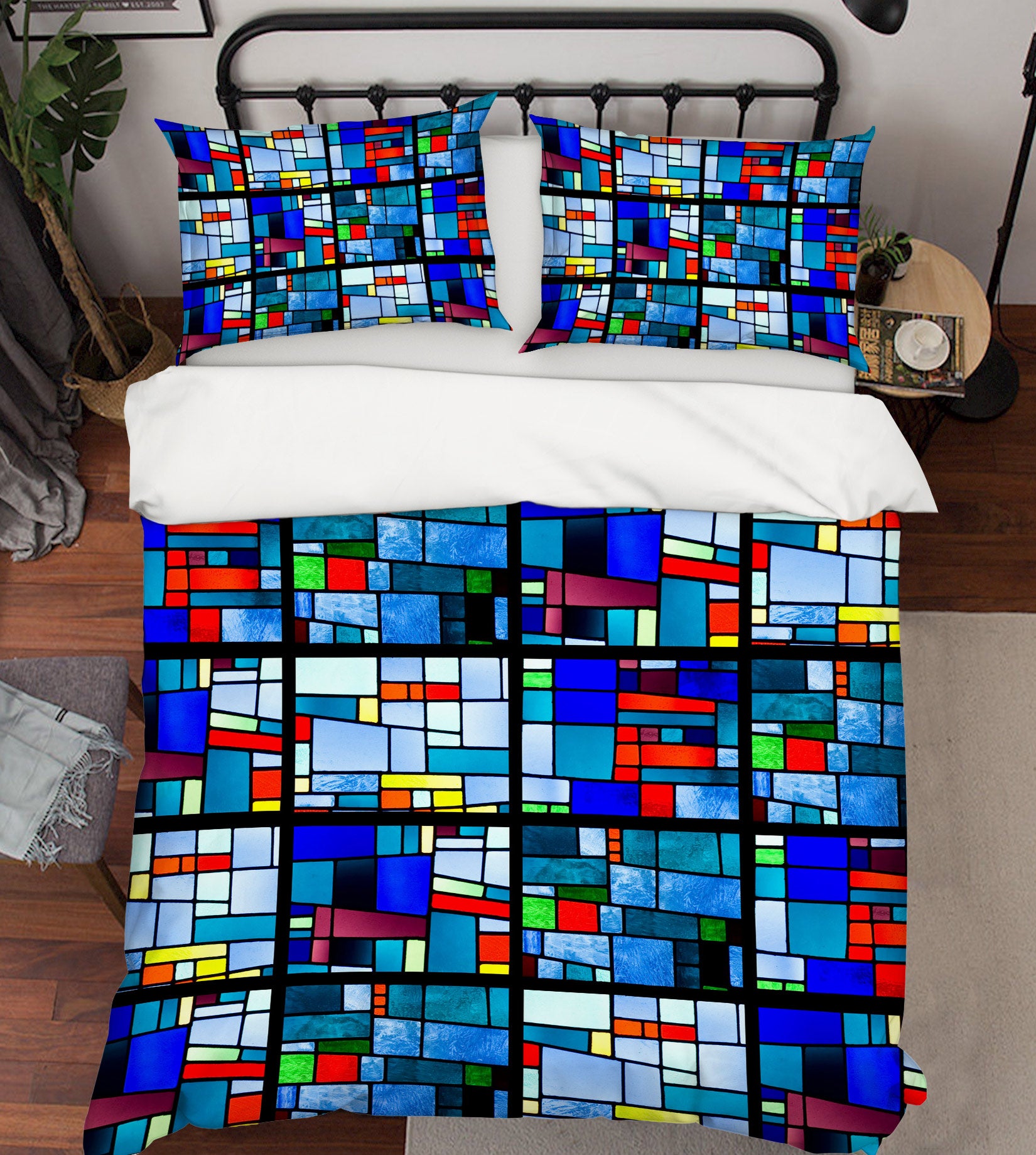 3D Blue Color Block 13153 Bed Pillowcases Quilt