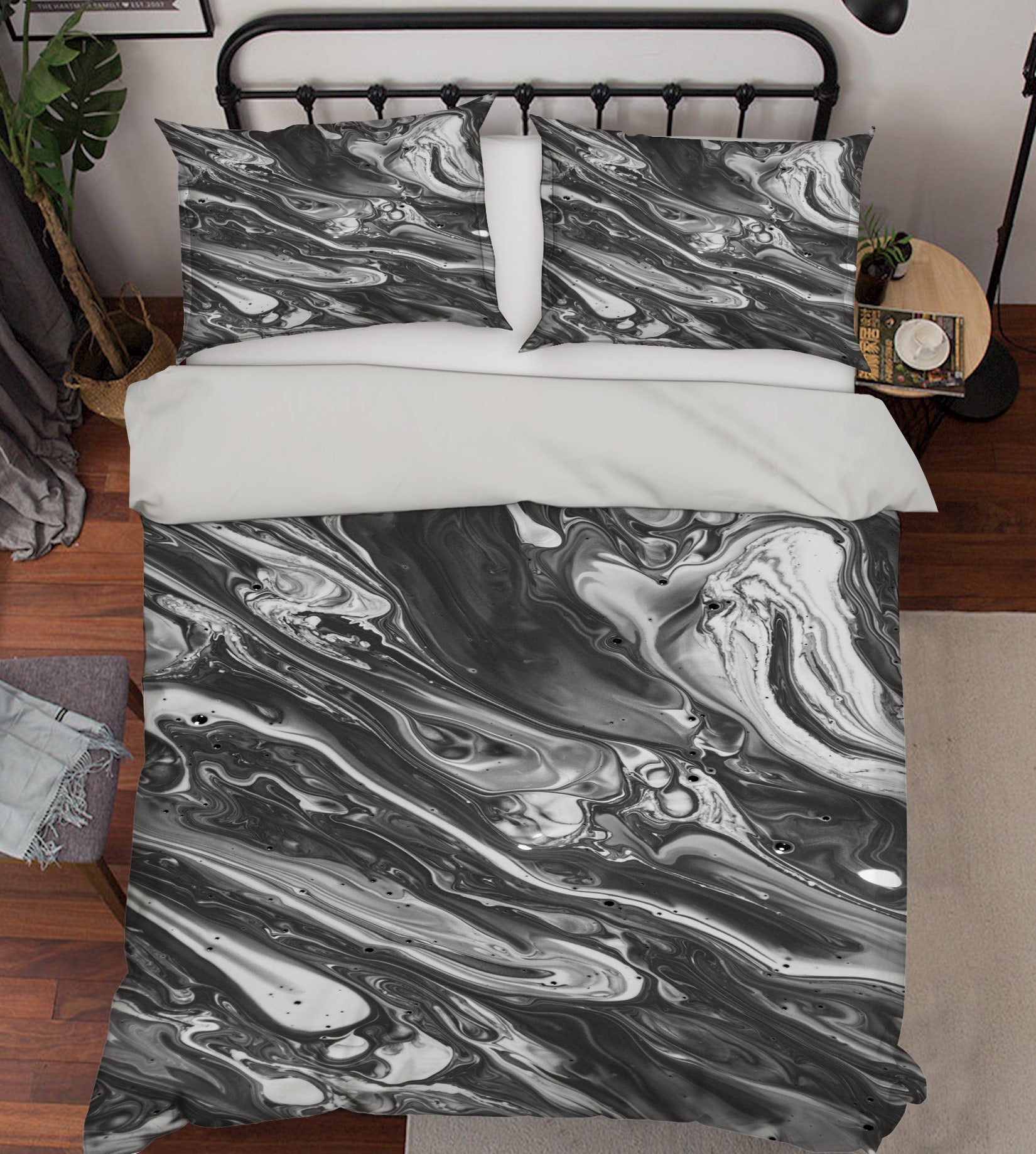 3D Black Gray Lines 60064 Bed Pillowcases Quilt