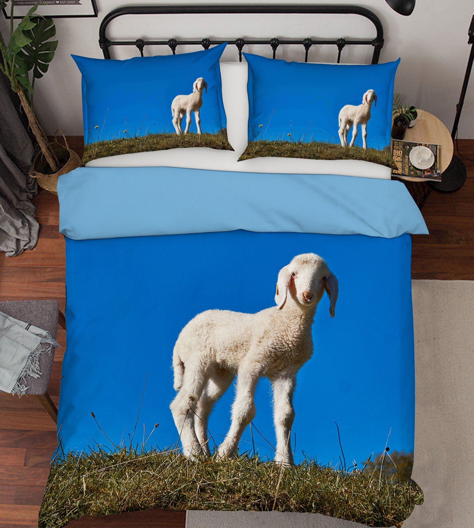 3D Lamb 1970 Bed Pillowcases Quilt Quiet Covers AJ Creativity Home