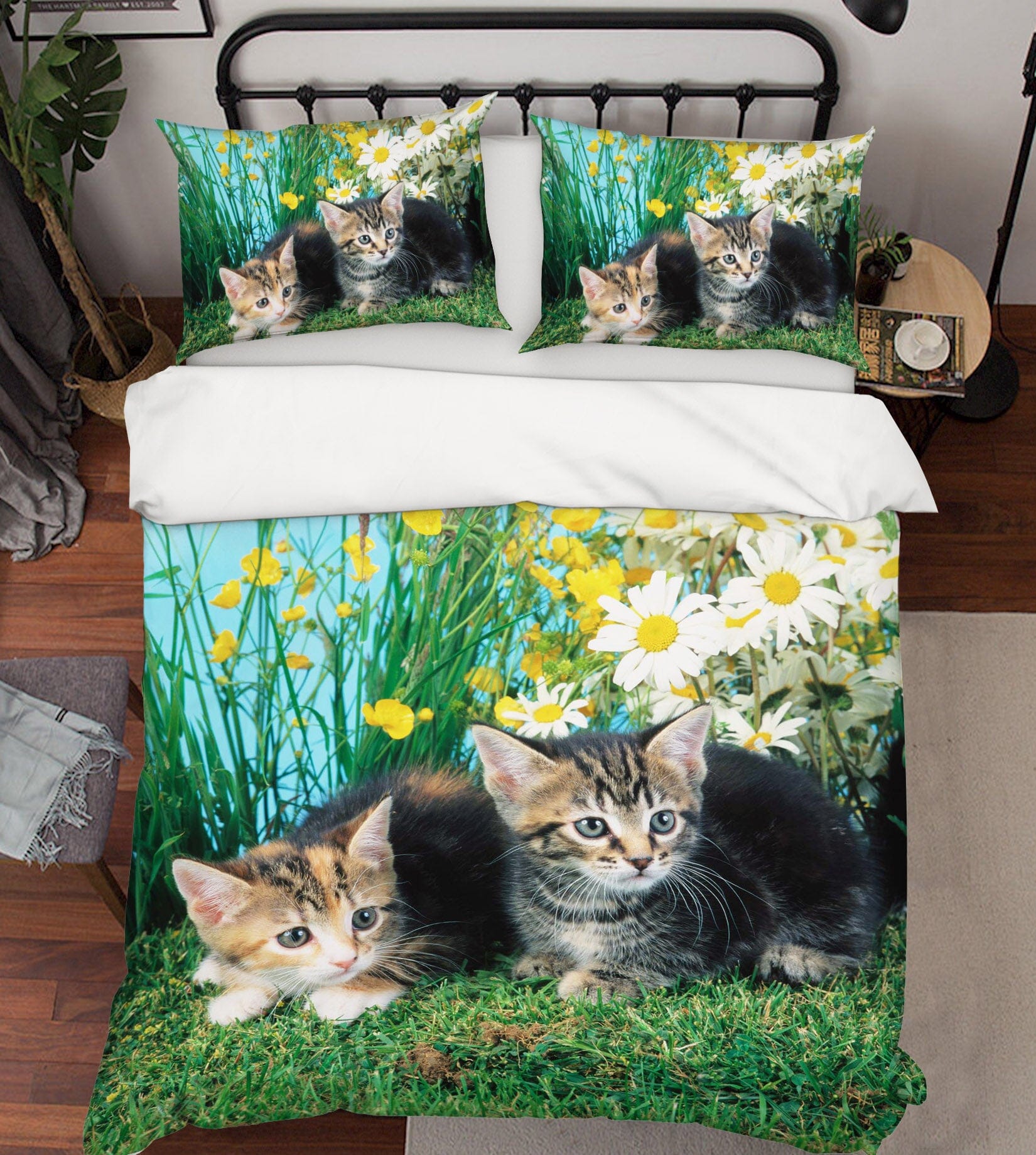3D Cat Chrysanthemum 1902 Bed Pillowcases Quilt Quiet Covers AJ Creativity Home