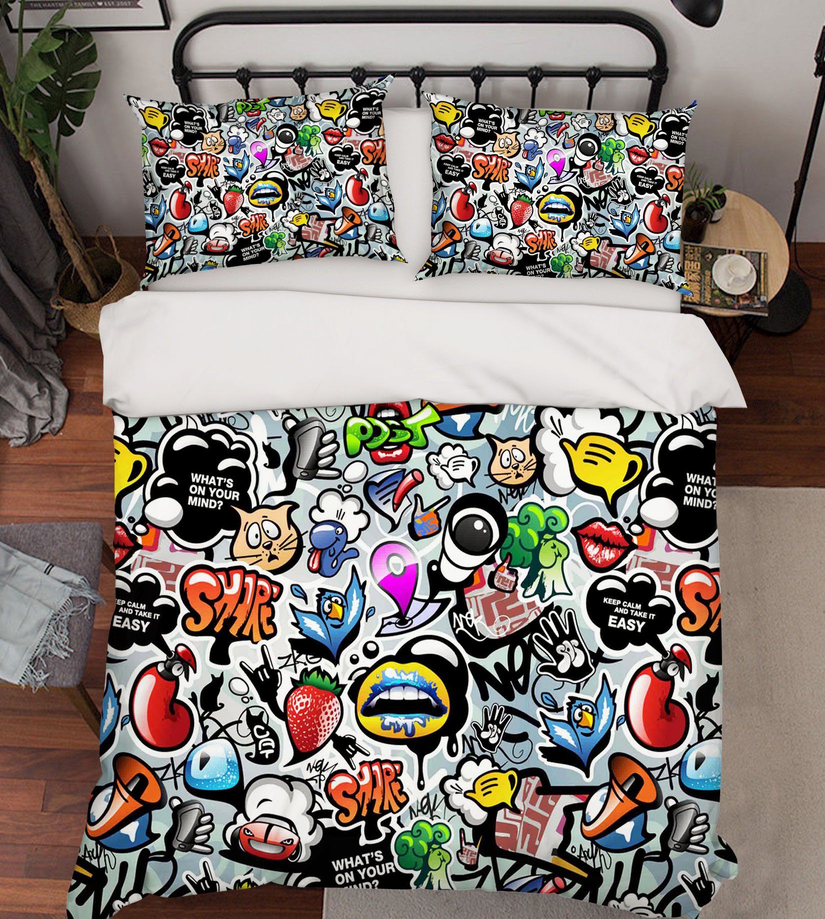 3D Cartoon Pattern 222 Bed Pillowcases Quilt Wallpaper AJ Wallpaper