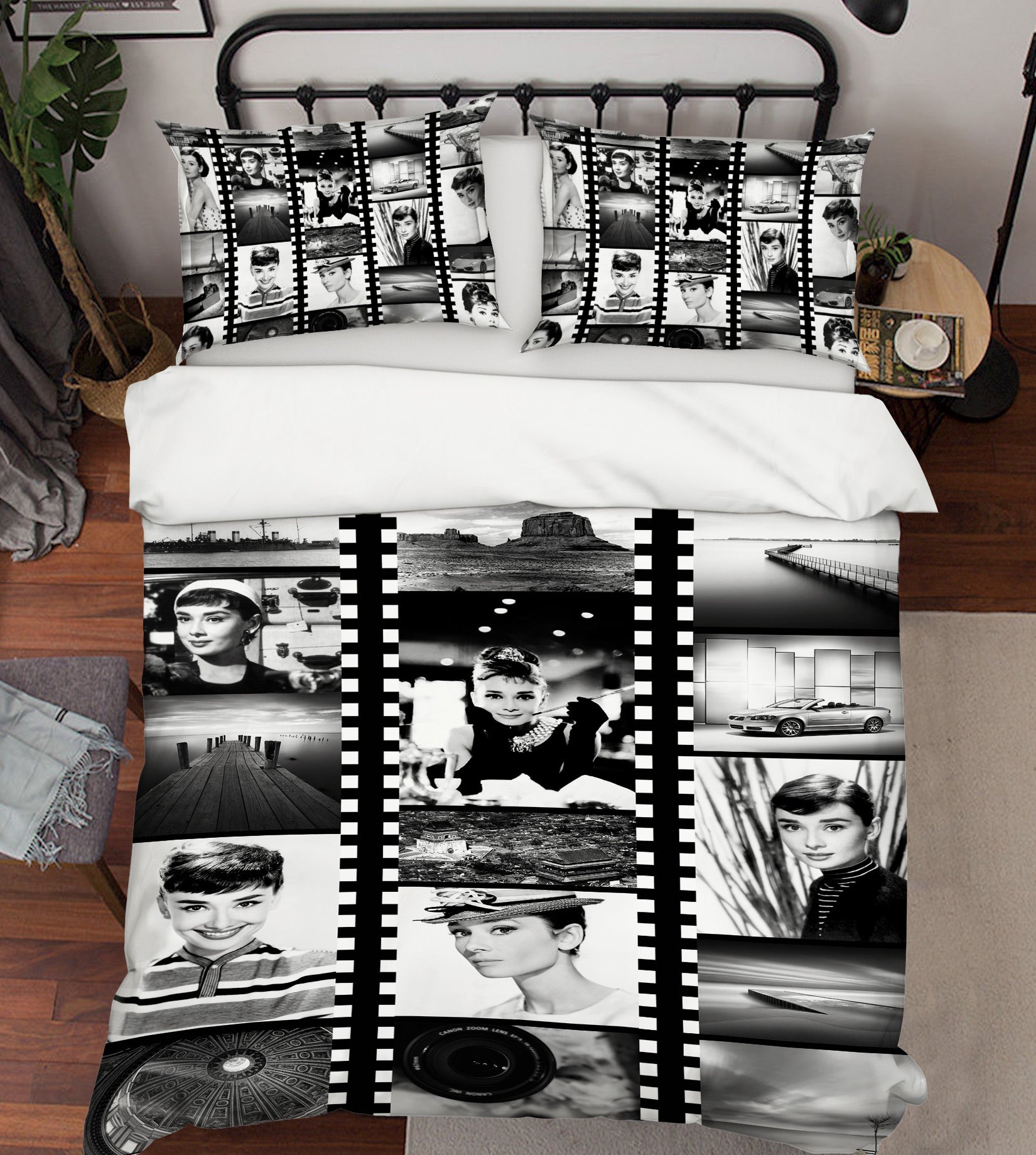 3D Black White Glue 12022 Bed Pillowcases Quilt