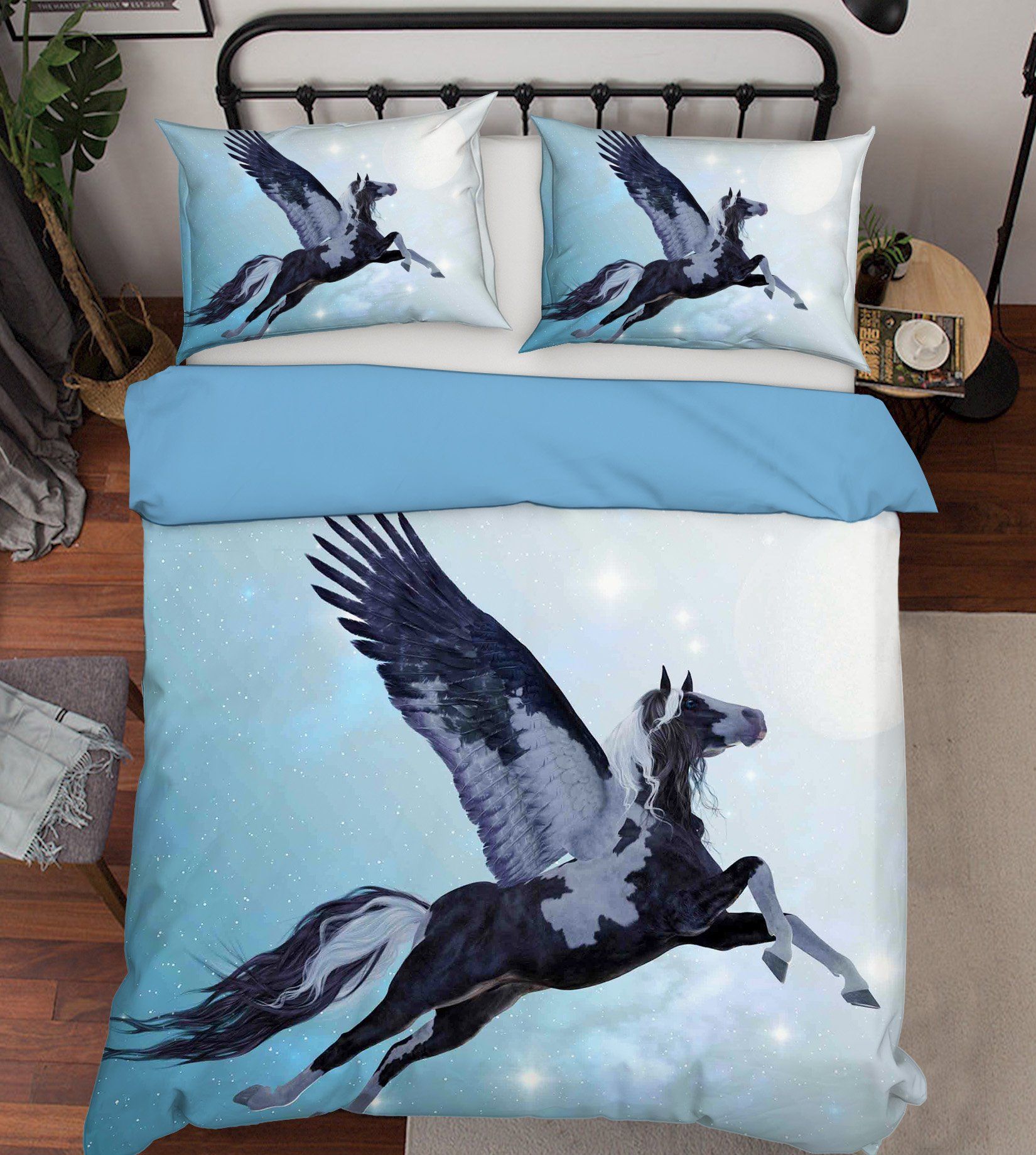 3D Moon Spreading Wings Unicorn 038 Bed Pillowcases Quilt Wallpaper AJ Wallpaper