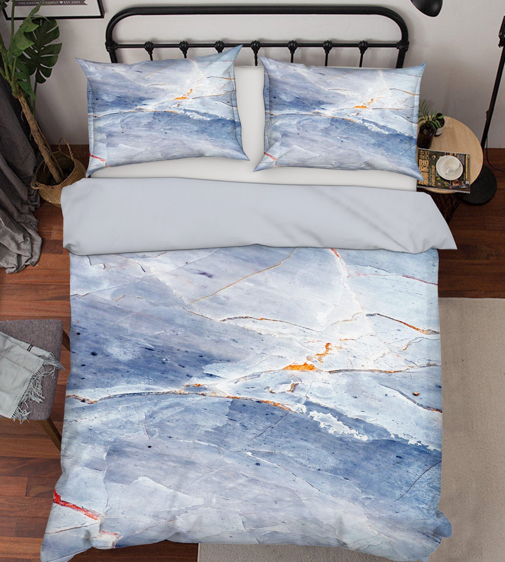 3D Gray Blue Marble Pattern 16122 Bed Pillowcases Quilt