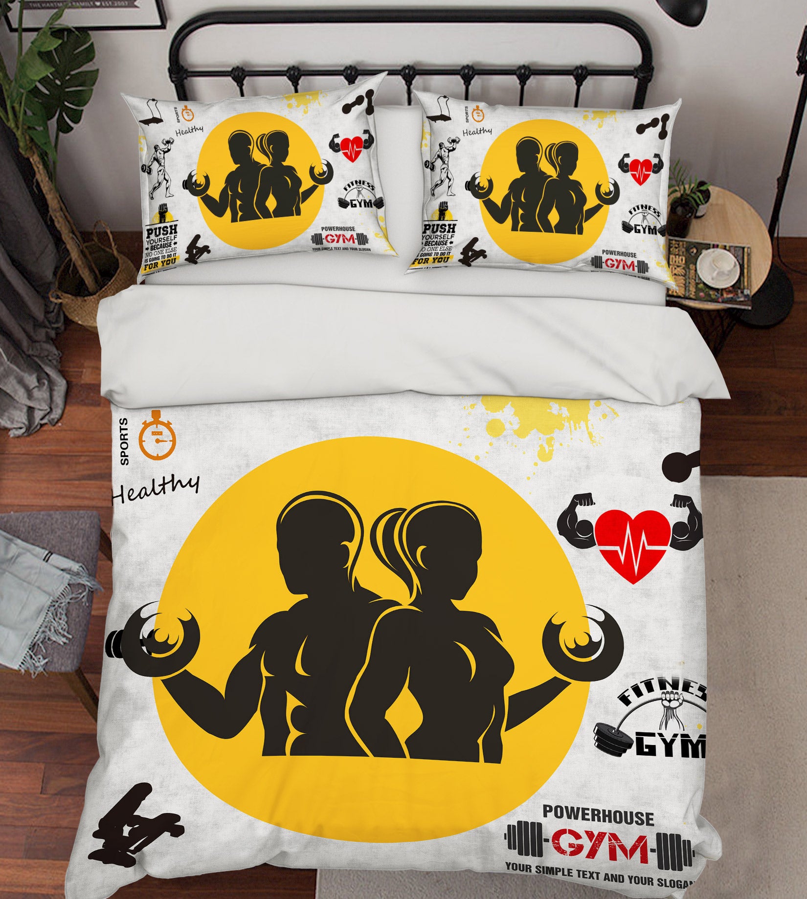 3D Men Women Fitness 14126 Bed Pillowcases Quilt