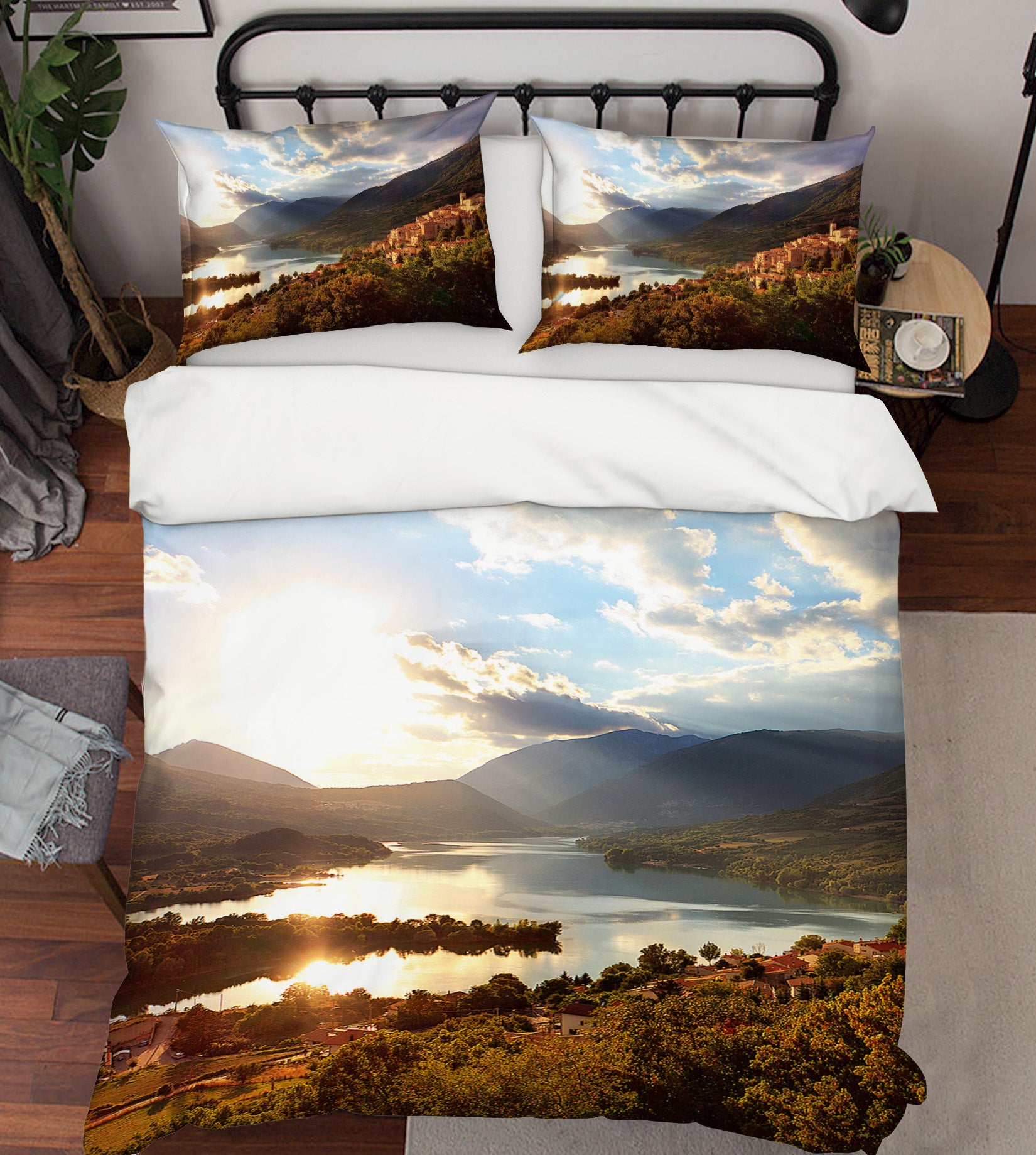 3D Yellow Forest Lake 065 Bed Pillowcases Quilt