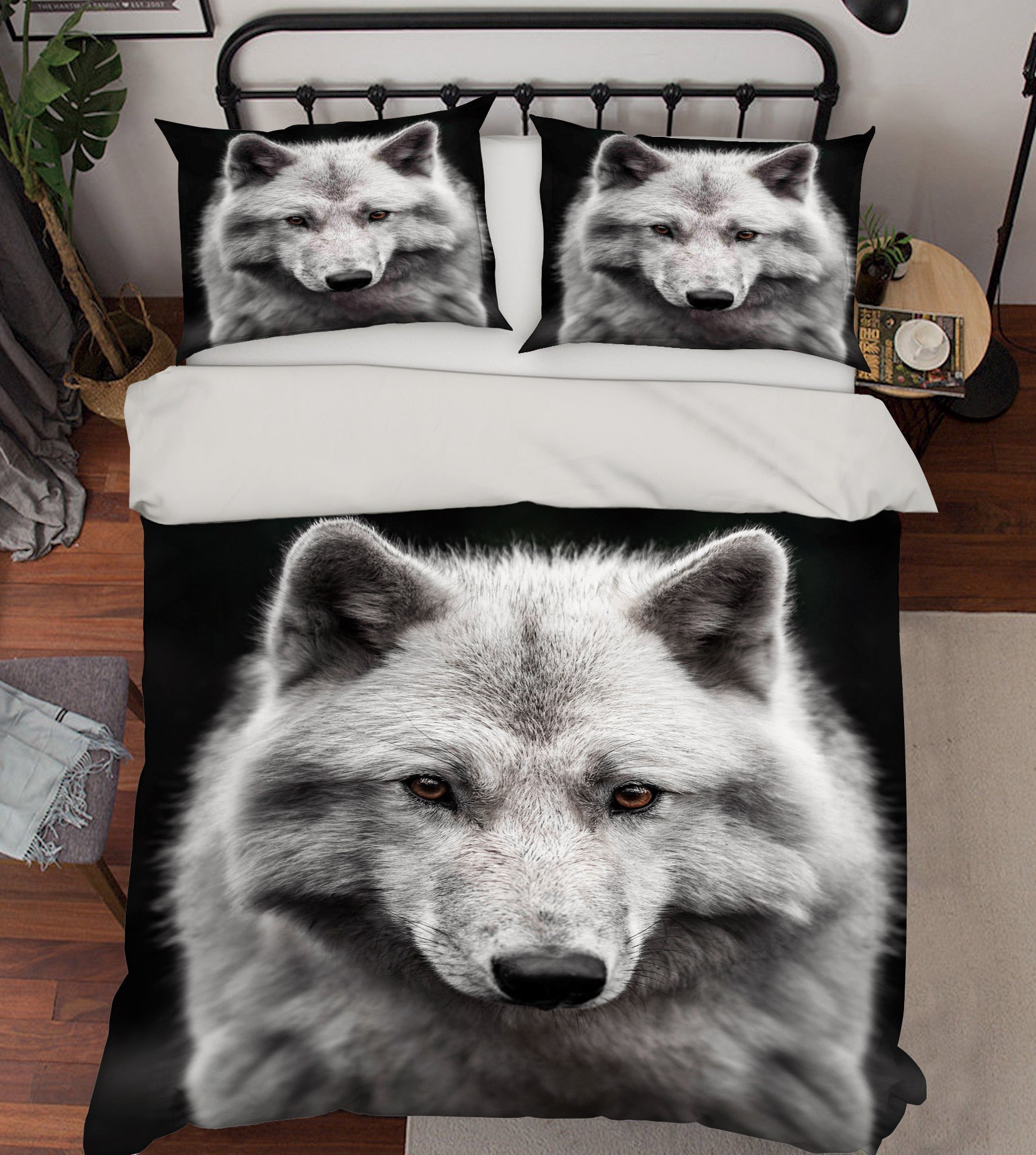 3D White Wolf 59229 Bed Pillowcases Quilt
