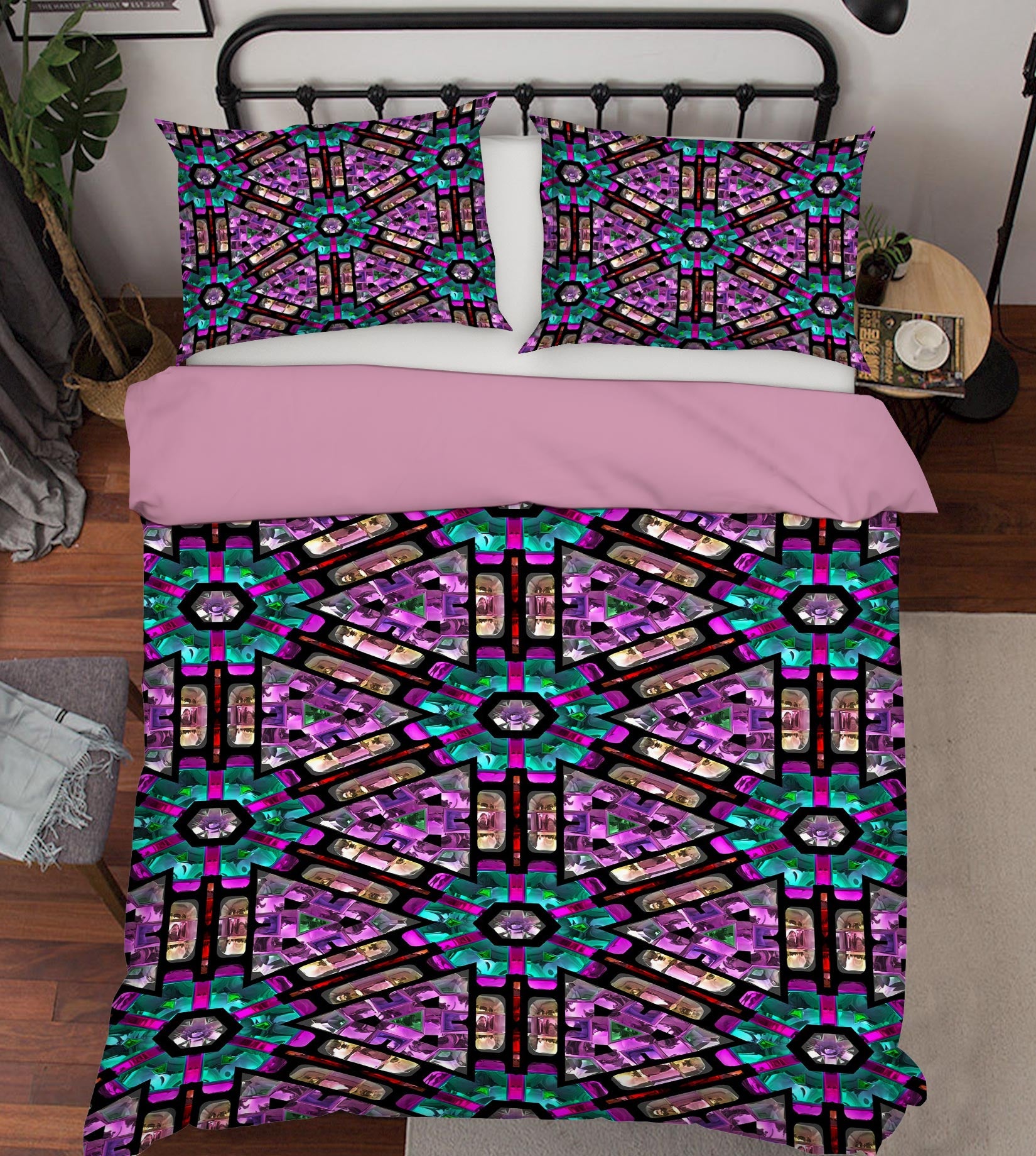 3D Purple Pattern 13199 Bed Pillowcases Quilt