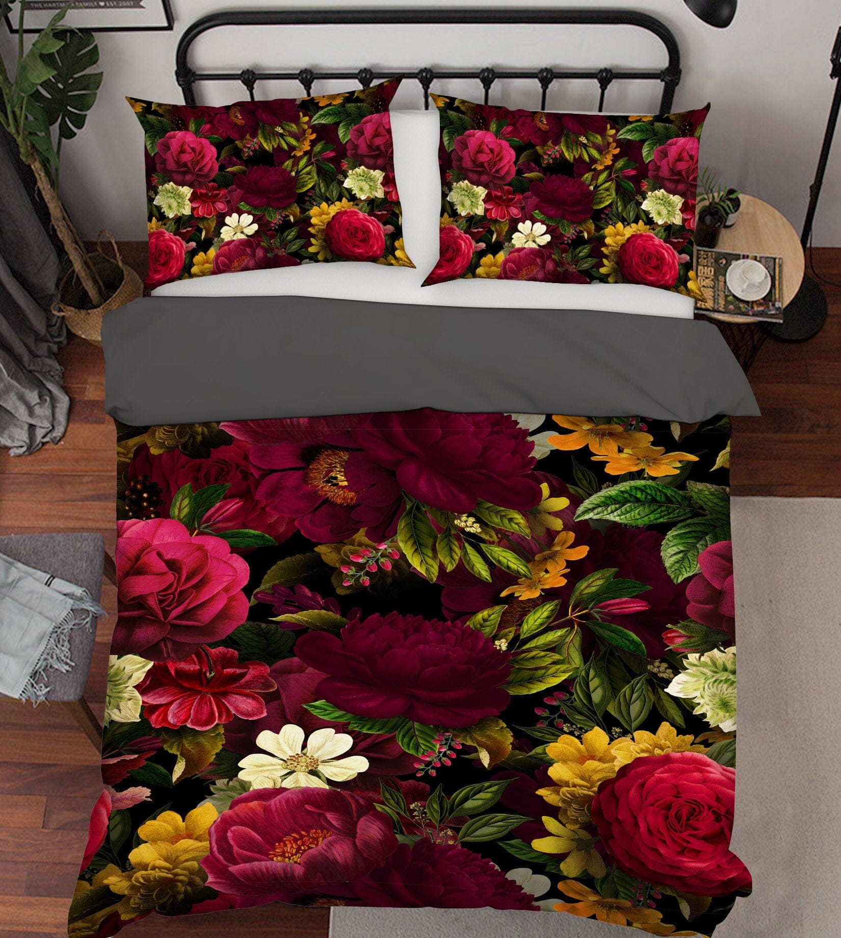 3D Dark Flower 018 Uta Naumann Bedding Bed Pillowcases Quilt Quiet Covers AJ Creativity Home