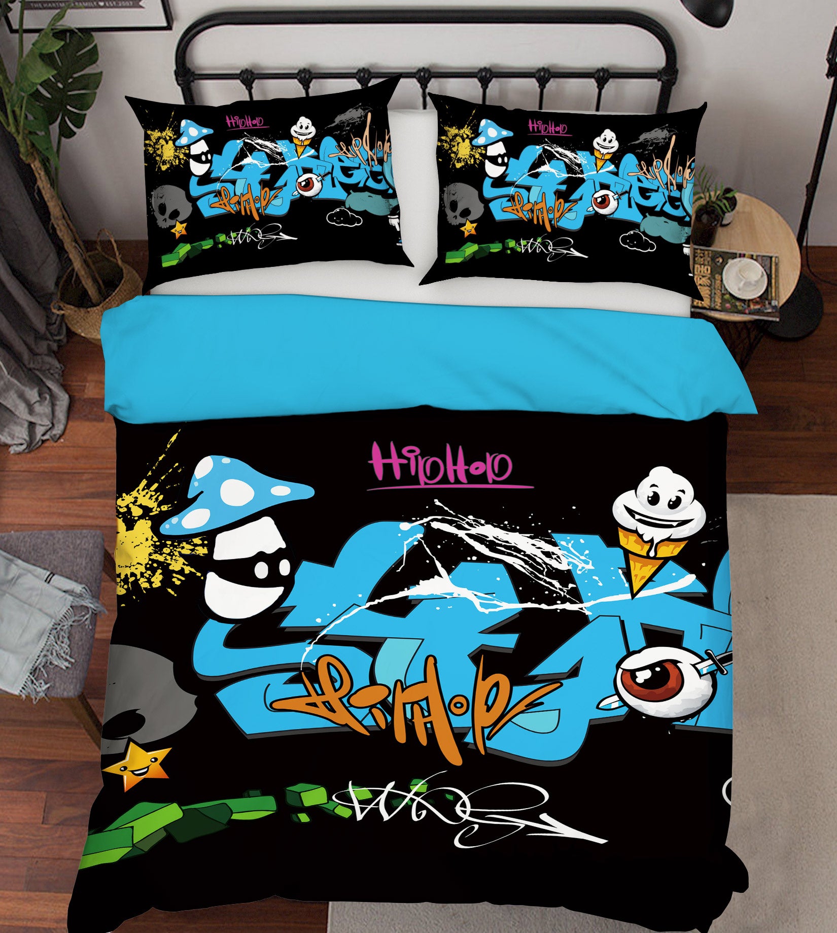 3D Blue Font Pattern 59083 Bed Pillowcases Quilt
