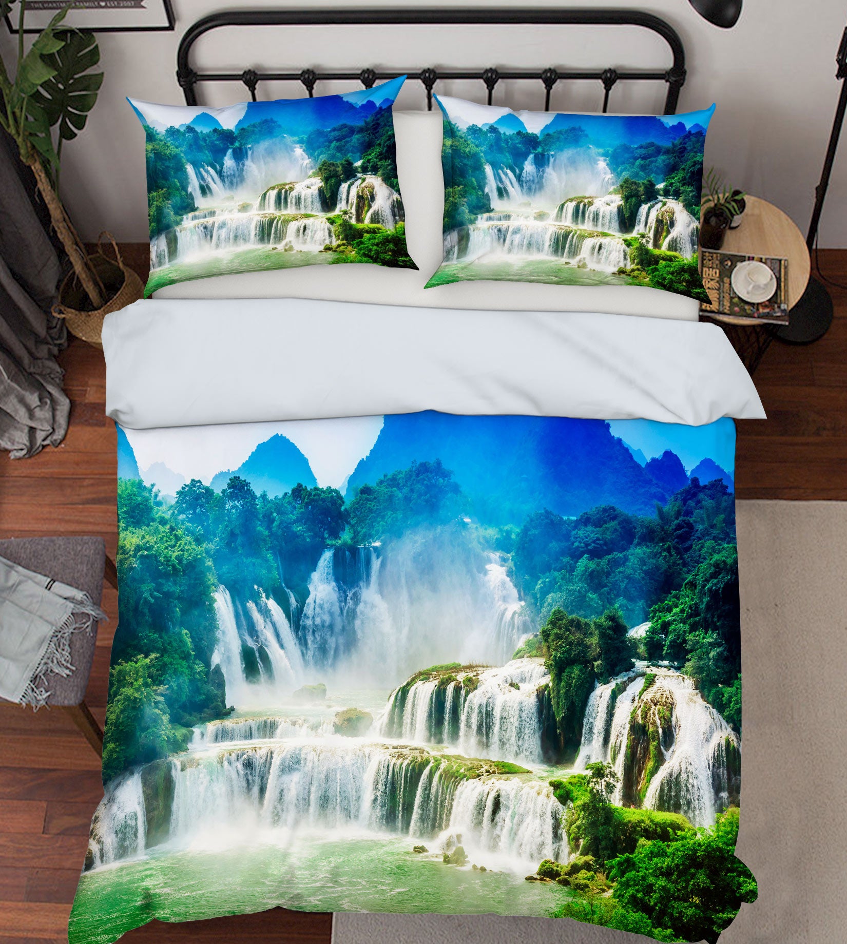 3D Mountain Waterfall 59145 Bed Pillowcases Quilt
