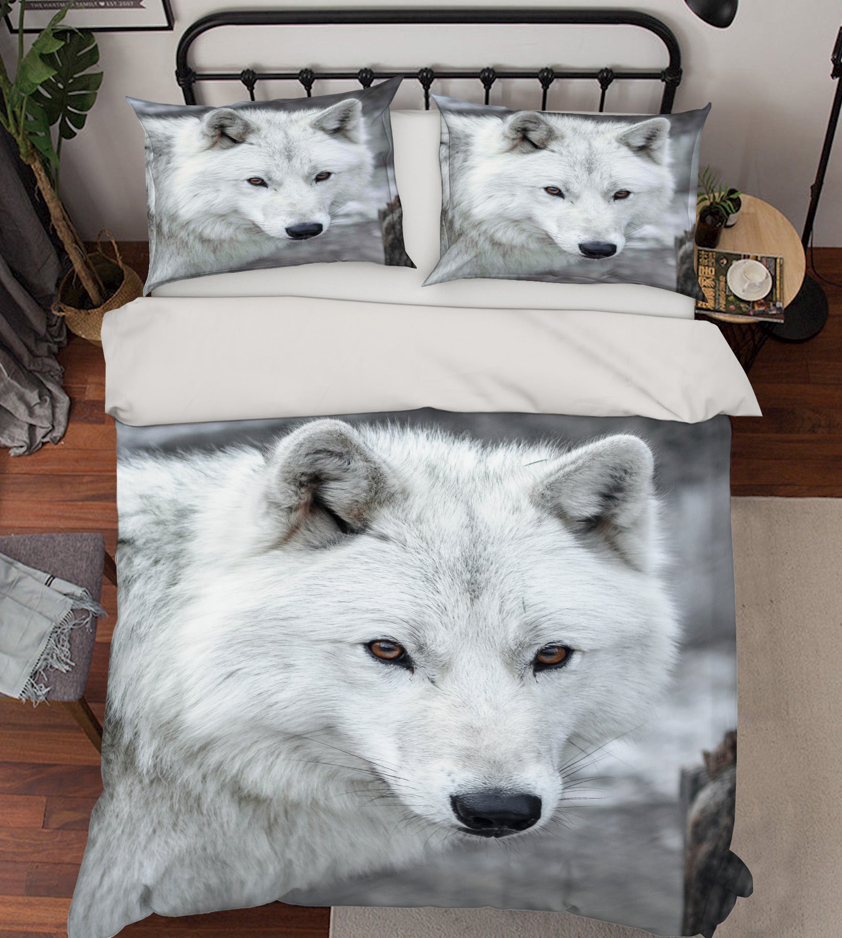3D White Wolf 59238 Bed Pillowcases Quilt