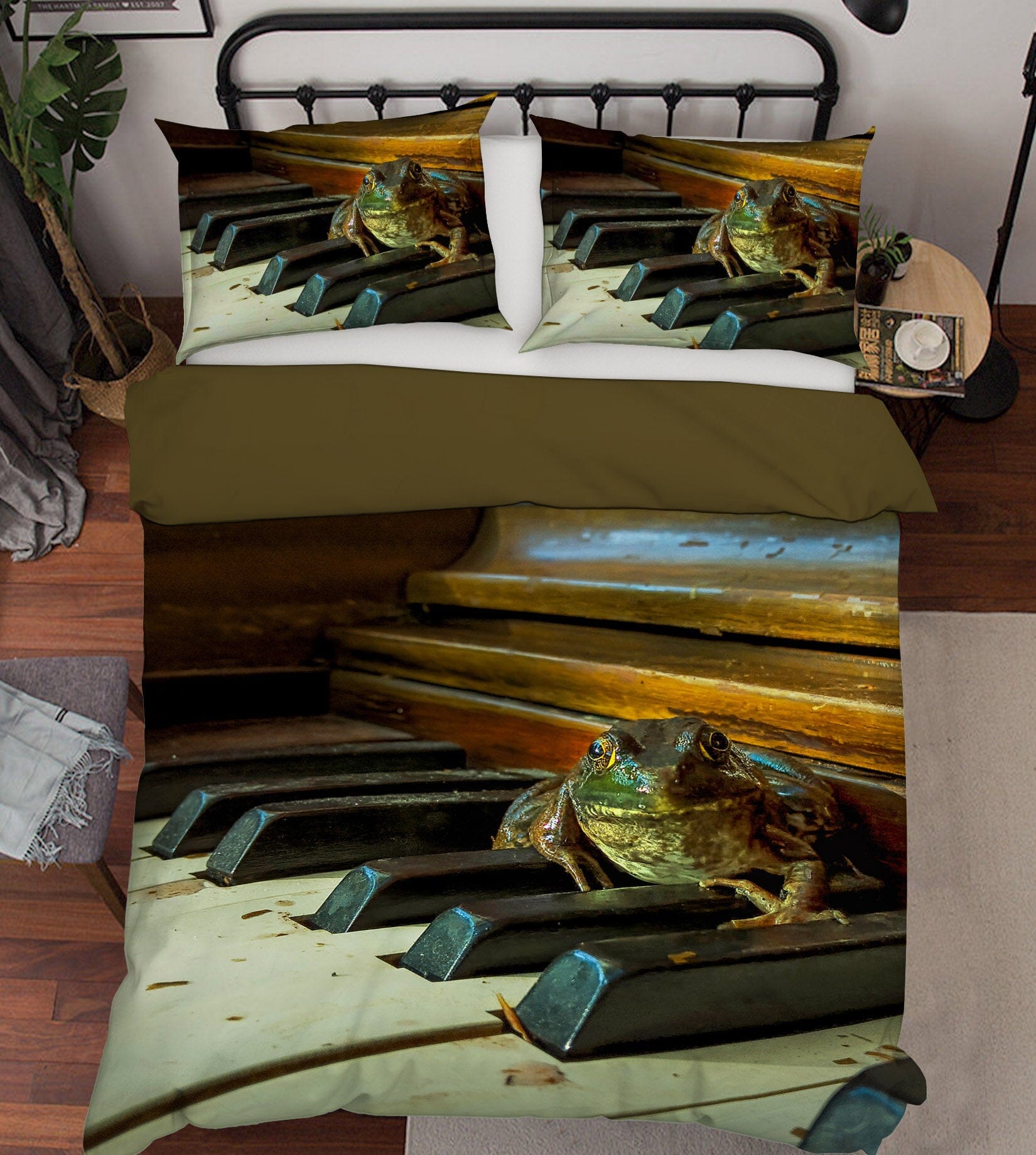 3D Frog Piano 1029 Jerry LoFaro bedding Bed Pillowcases Quilt Quiet Covers AJ Creativity Home