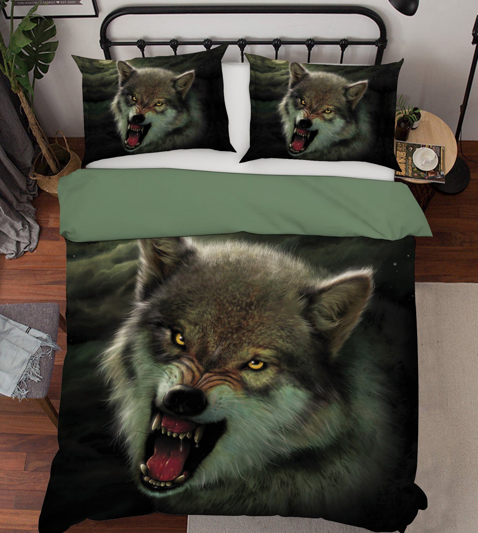 3D Moon Wolf 064 Bed Pillowcases Quilt Exclusive Designer Vincent Quiet Covers AJ Creativity Home