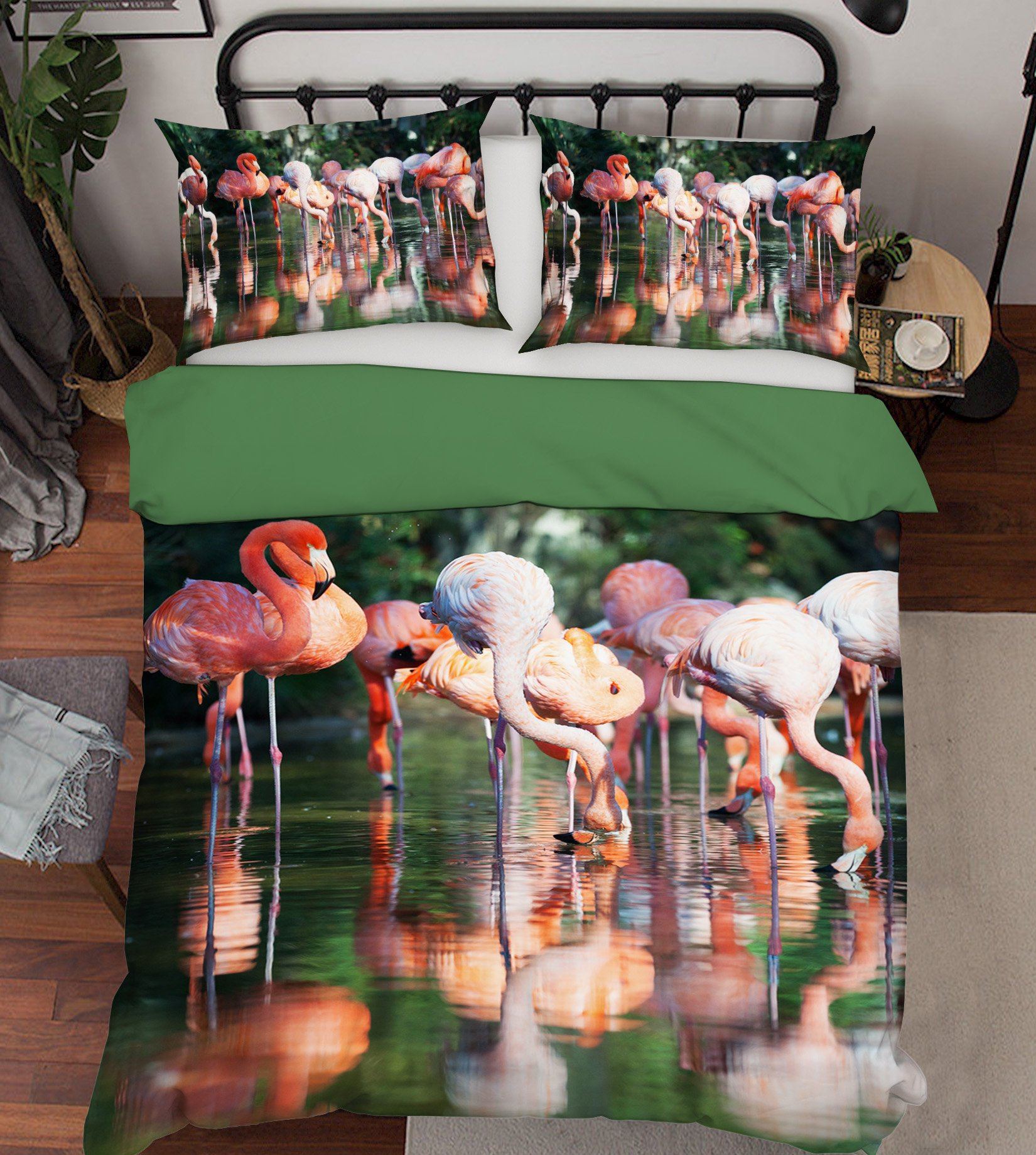 3D Flamingo Lake 1946 Bed Pillowcases Quilt Quiet Covers AJ Creativity Home