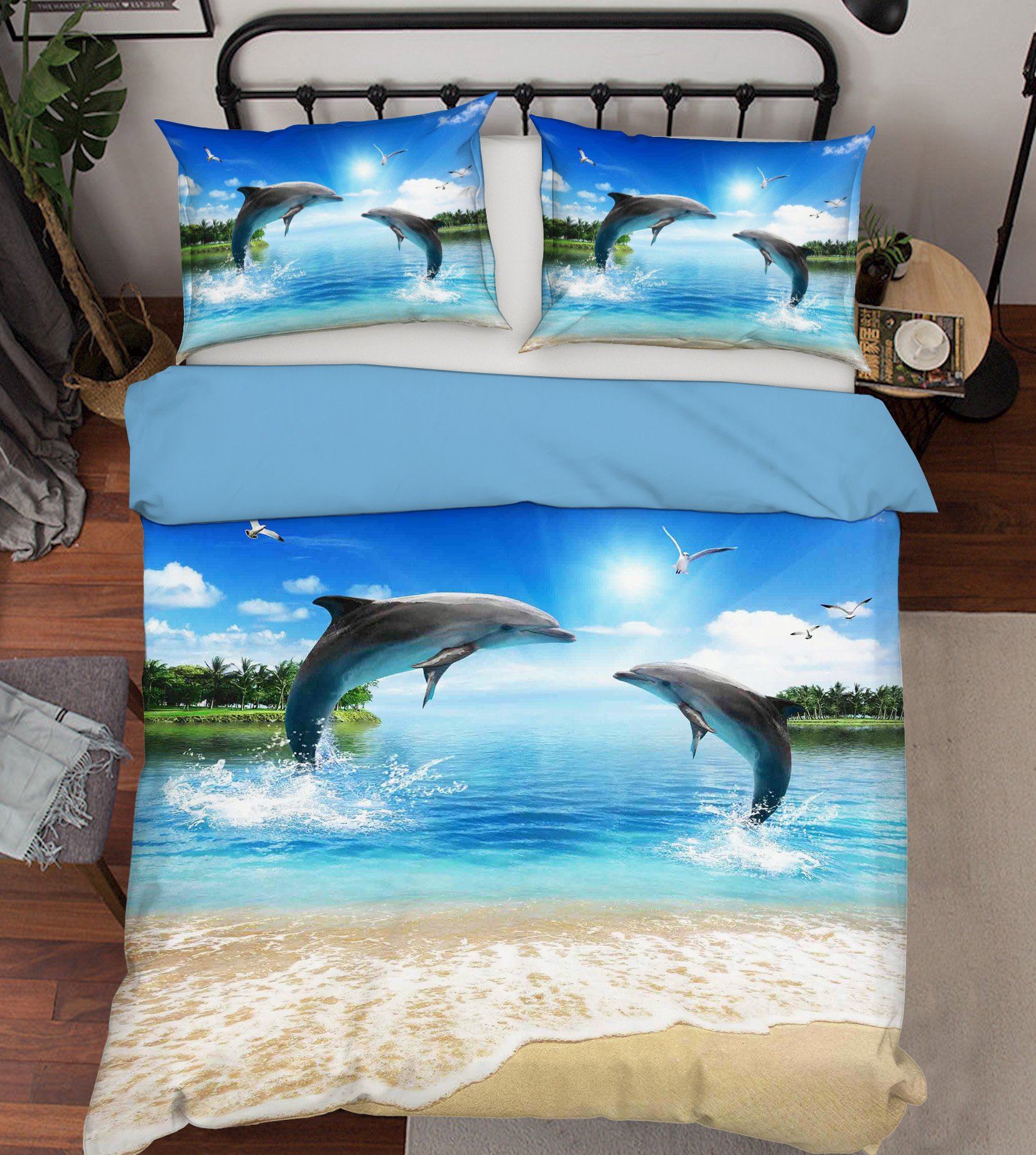 3D Dolphin Seagull 214 Bed Pillowcases Quilt Wallpaper AJ Wallpaper