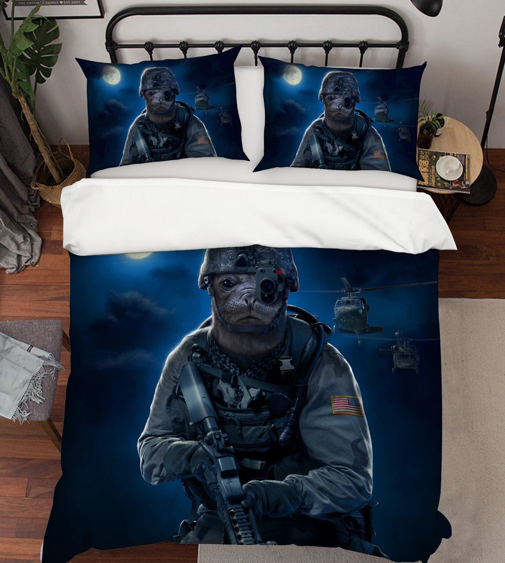 3D Moon Commando 076 Bed Pillowcases Quilt Exclusive Designer Vincent Quiet Covers AJ Creativity Home