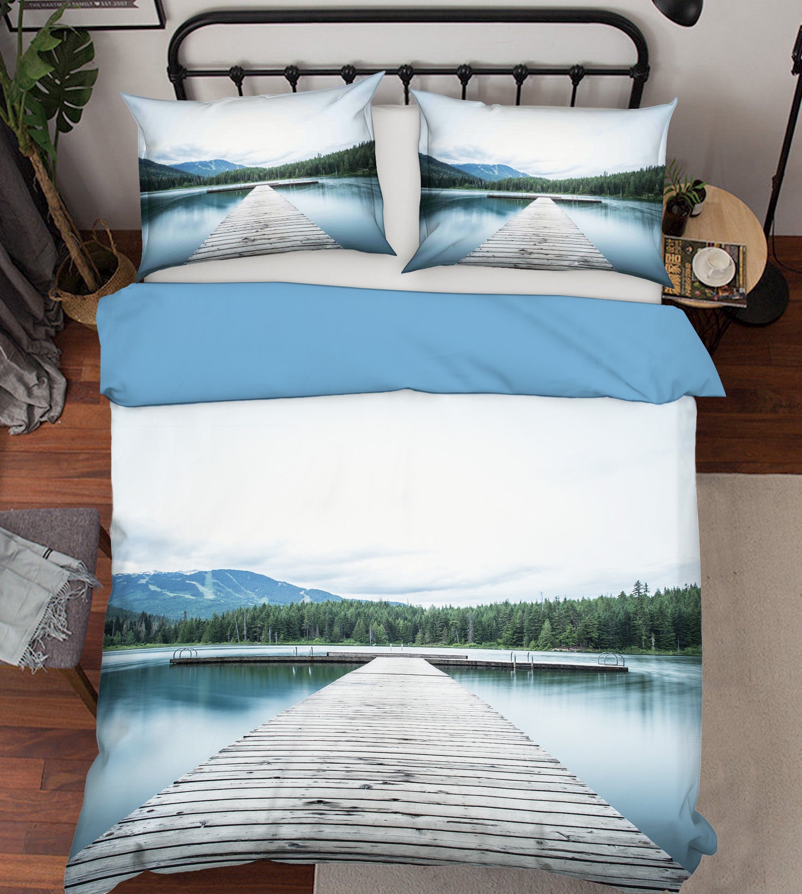 3D Bridge River 19185 Bed Pillowcases Quilt