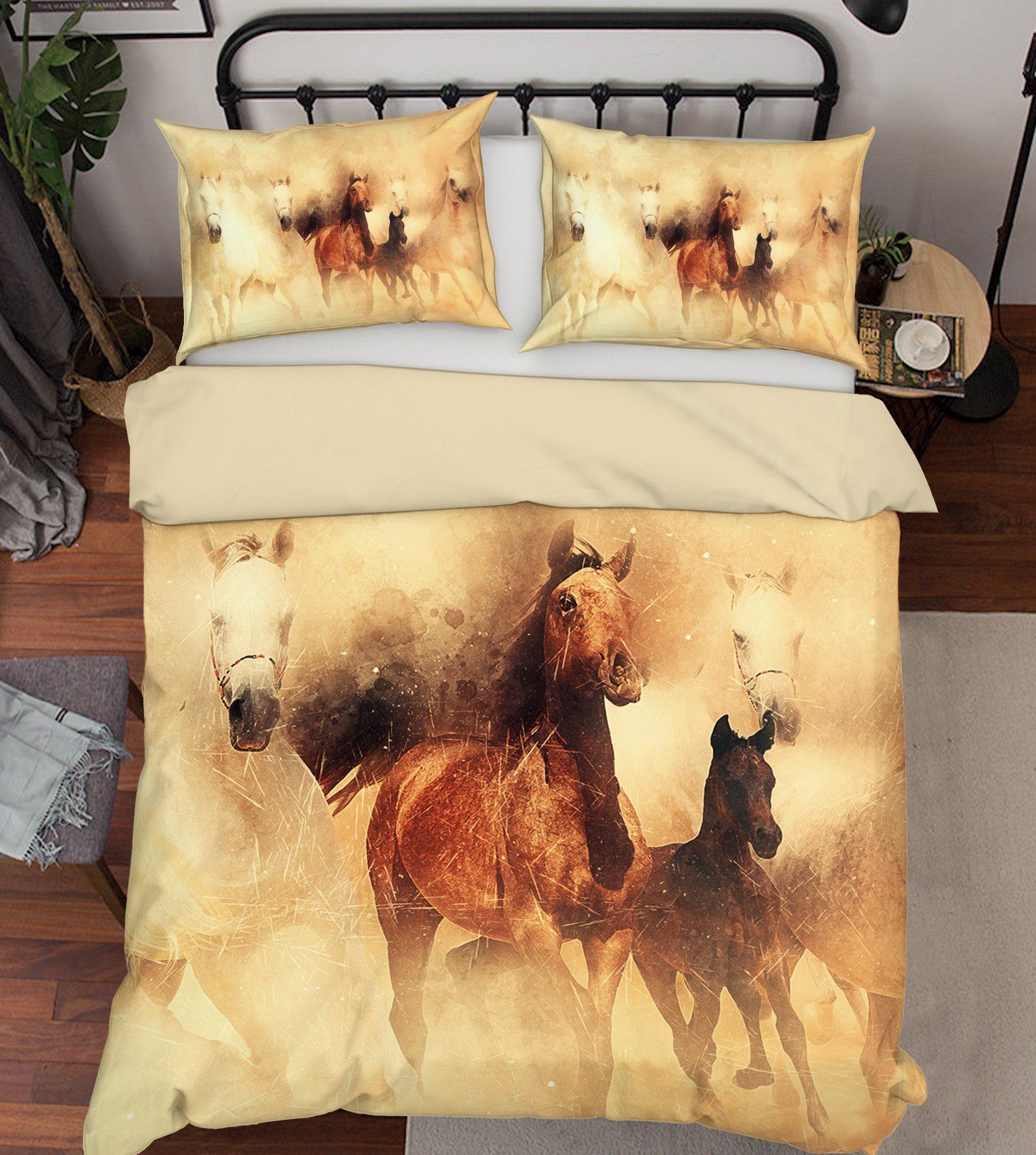 3D Foggy Horse 1964 Bed Pillowcases Quilt Quiet Covers AJ Creativity Home