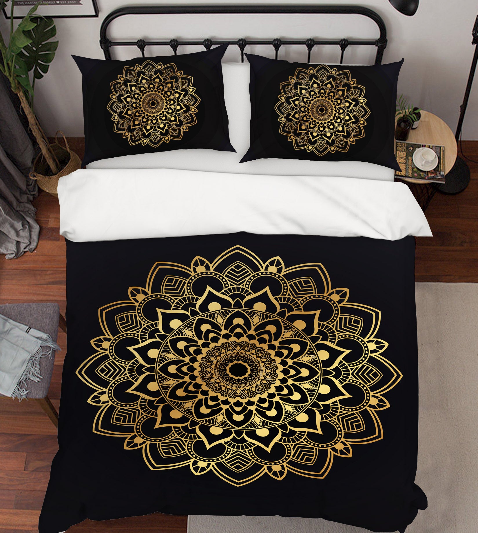 3D Golden Pattern 59069 Bed Pillowcases Quilt