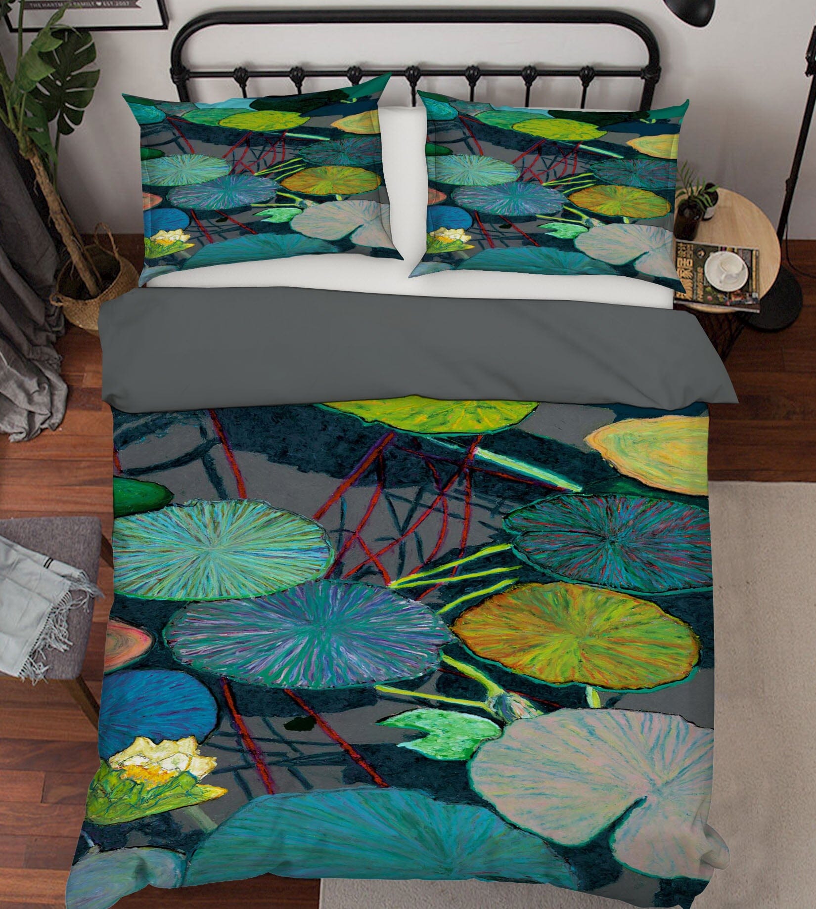 3D Lotus Leaf Pattern 1105 Allan P. Friedlander Bedding Bed Pillowcases Quilt Quiet Covers AJ Creativity Home