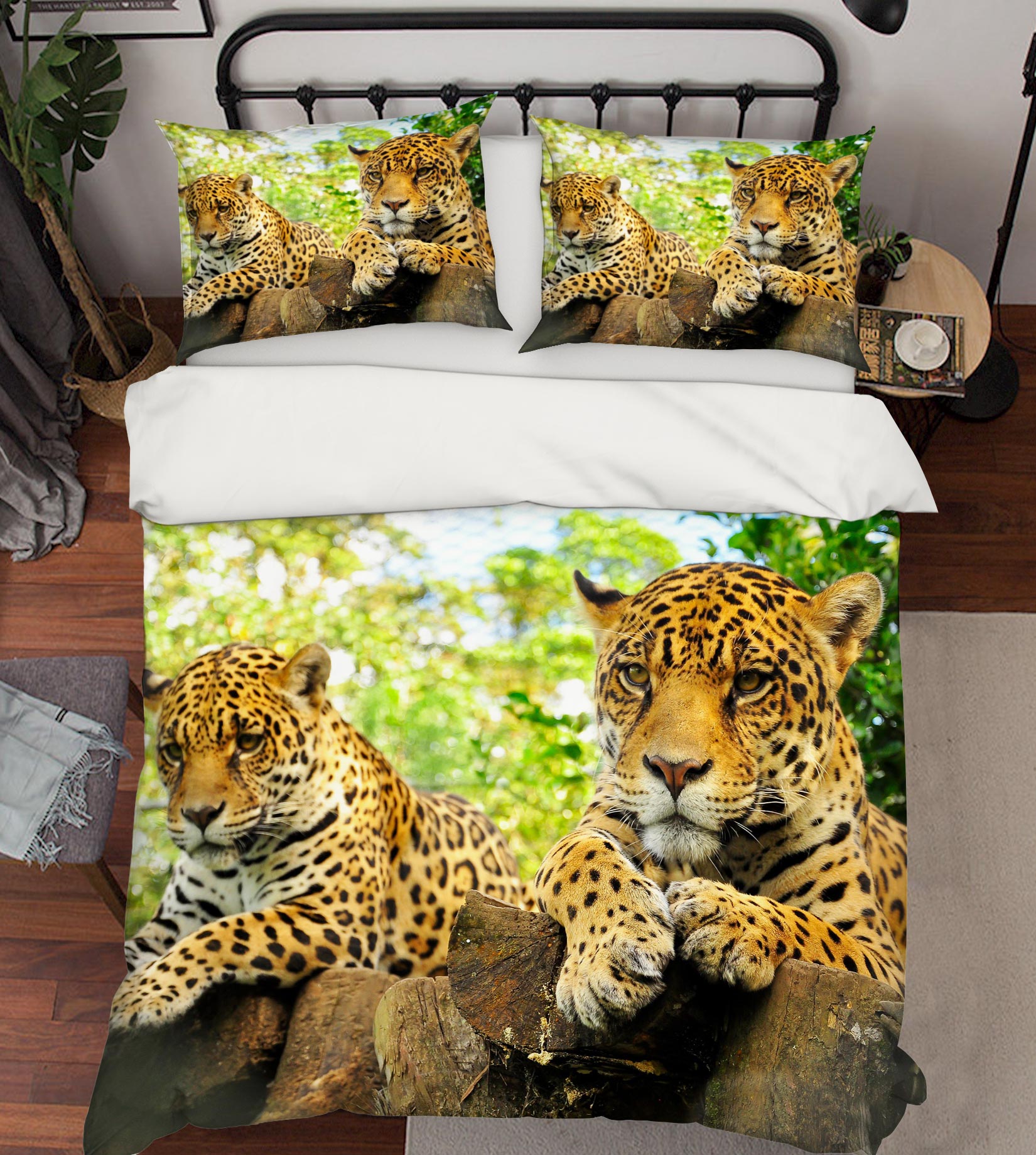 3D Two Leopards 59231 Bed Pillowcases Quilt