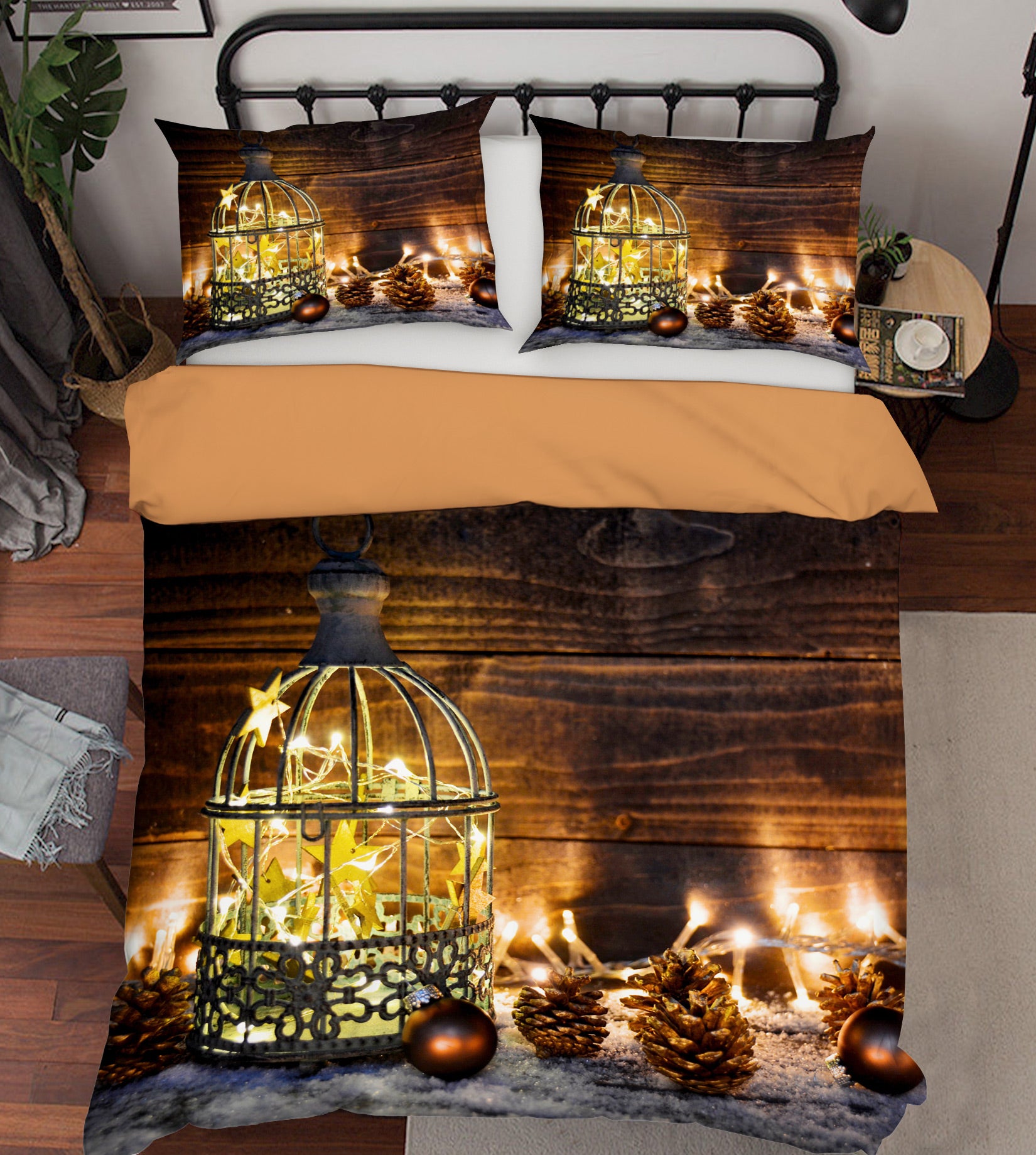 3D Five-Pointed Star String Lights 51035 Christmas Quilt Duvet Cover Xmas Bed Pillowcases