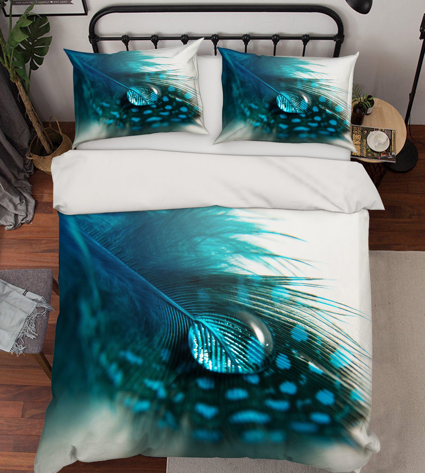 3D Peacock Feather 59215 Bed Pillowcases Quilt