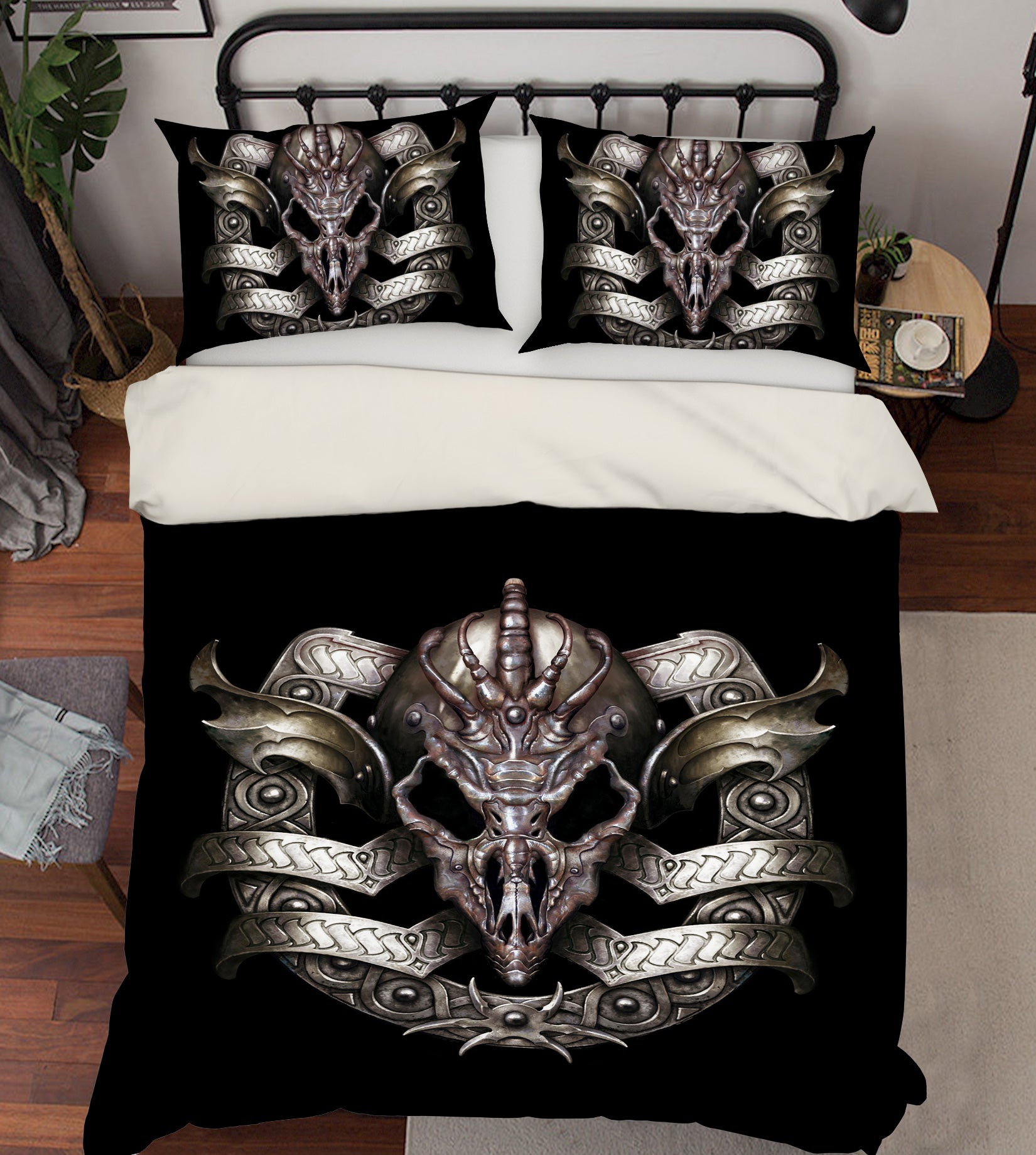 3D Metal Skull Pattern 6212 Ciruelo Bedding Bed Pillowcases Quilt