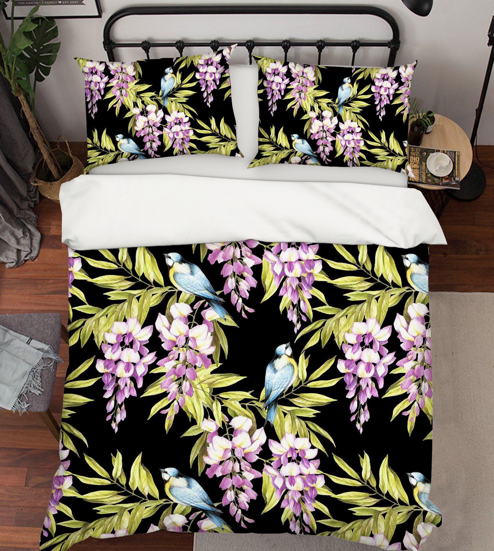 3D Flower Bird 028 Bed Pillowcases Quilt Wallpaper AJ Wallpaper