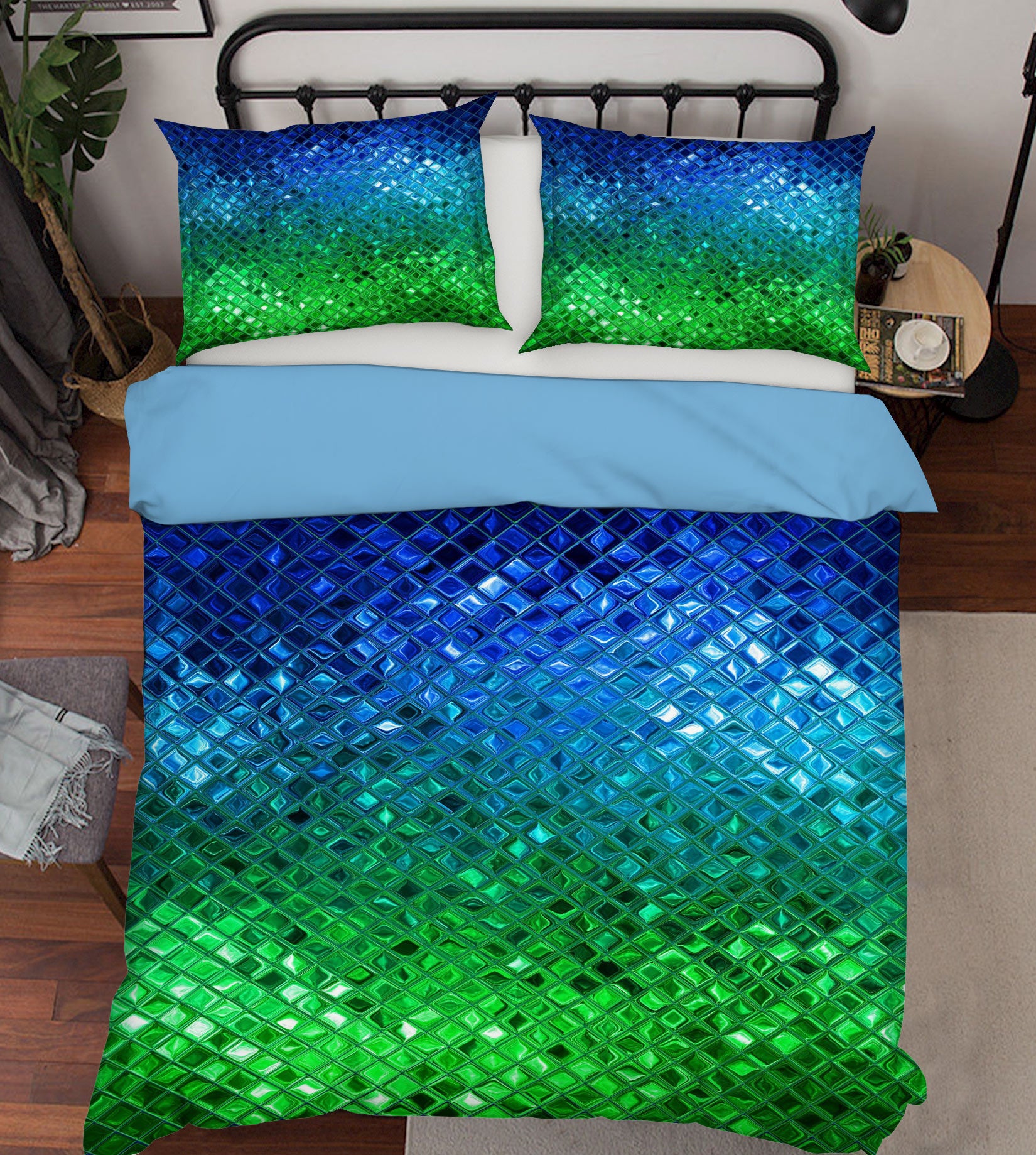 3D Blue Green Gradient 13157 Bed Pillowcases Quilt