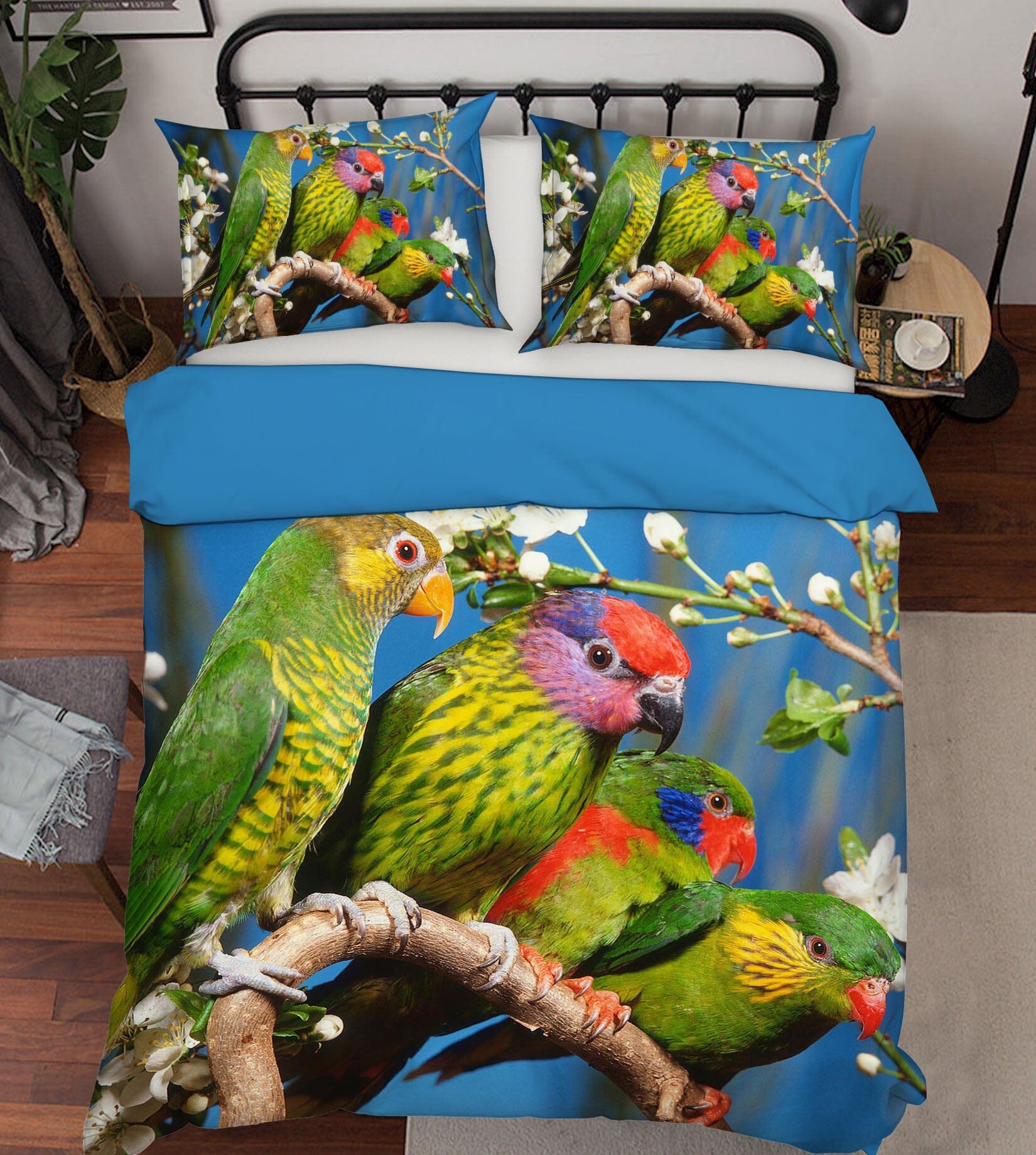 3D Plum Magpie 1924 Bed Pillowcases Quilt Quiet Covers AJ Creativity Home