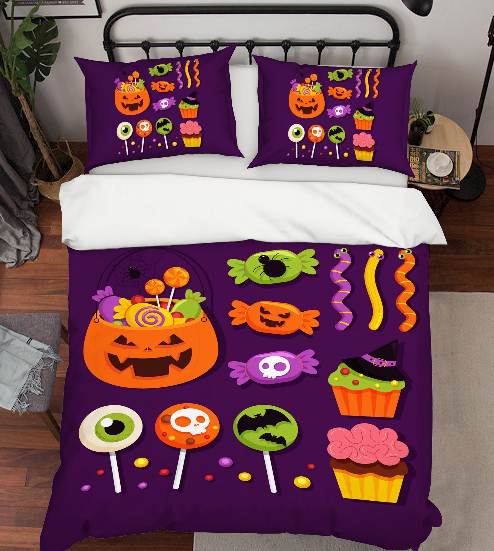 3D Pumpkin Lollipop 1216 Halloween Bed Pillowcases Quilt Quiet Covers AJ Creativity Home