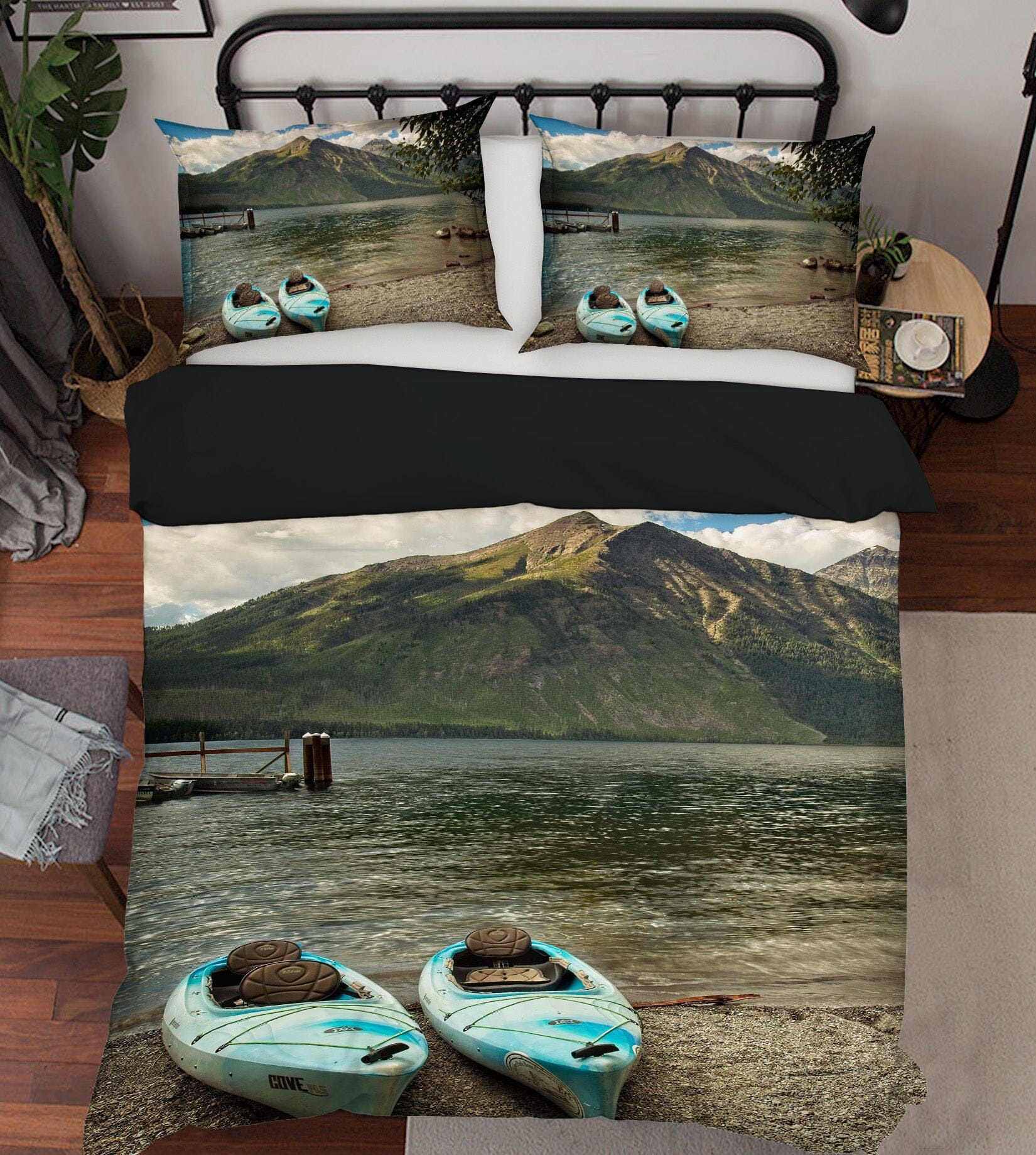 3D Lake Boat 2111 Kathy Barefield Bedding Bed Pillowcases Quilt Quiet Covers AJ Creativity Home