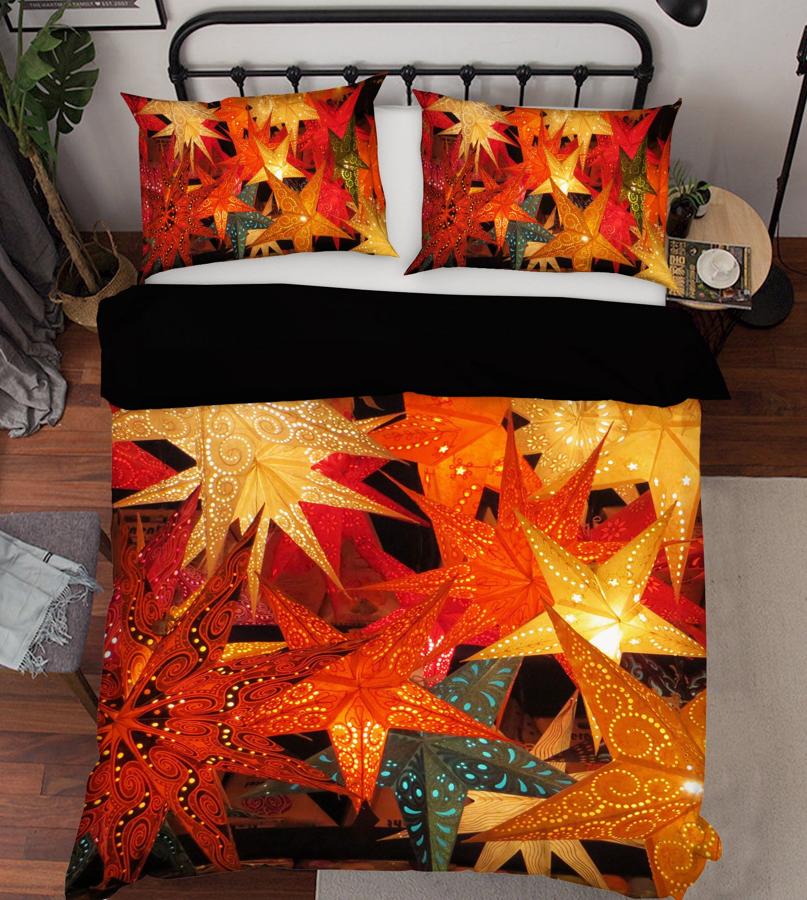 3D Pentagram Lights 45013 Christmas Quilt Duvet Cover Xmas Bed Pillowcases