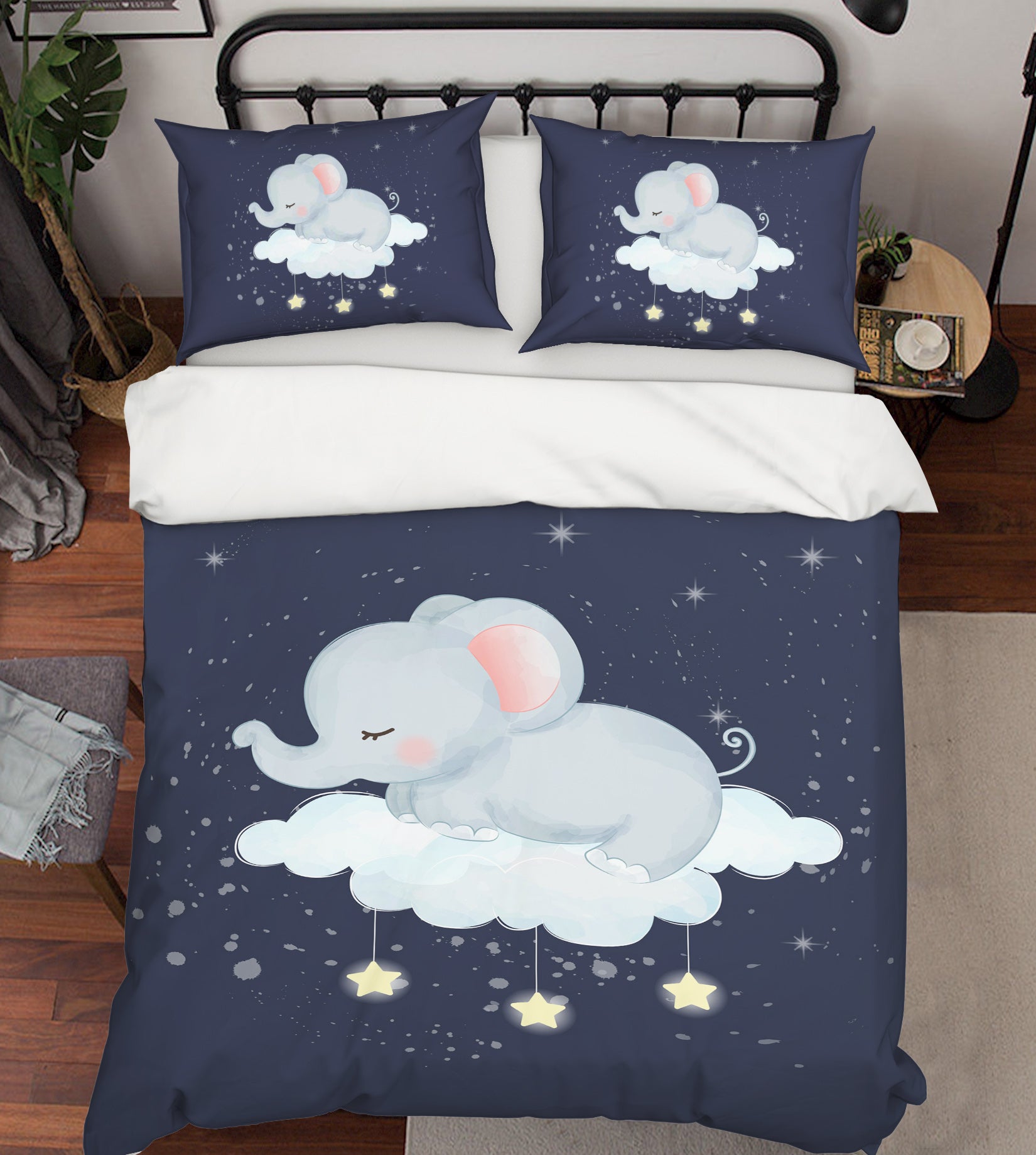 3D Elephant Clouds 59004 Bed Pillowcases Quilt