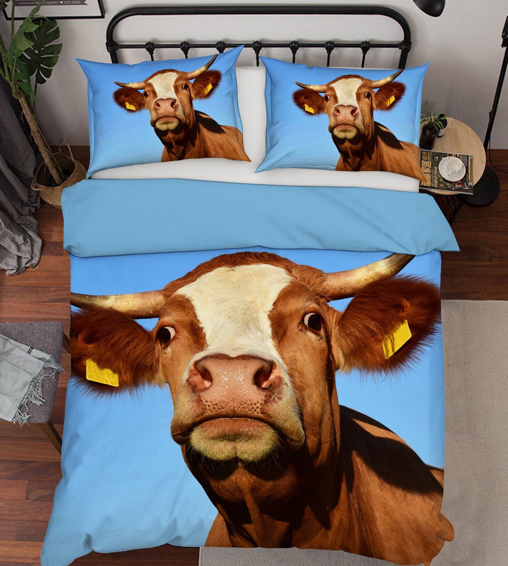 3D Bull Nose 1928 Bed Pillowcases Quilt Quiet Covers AJ Creativity Home