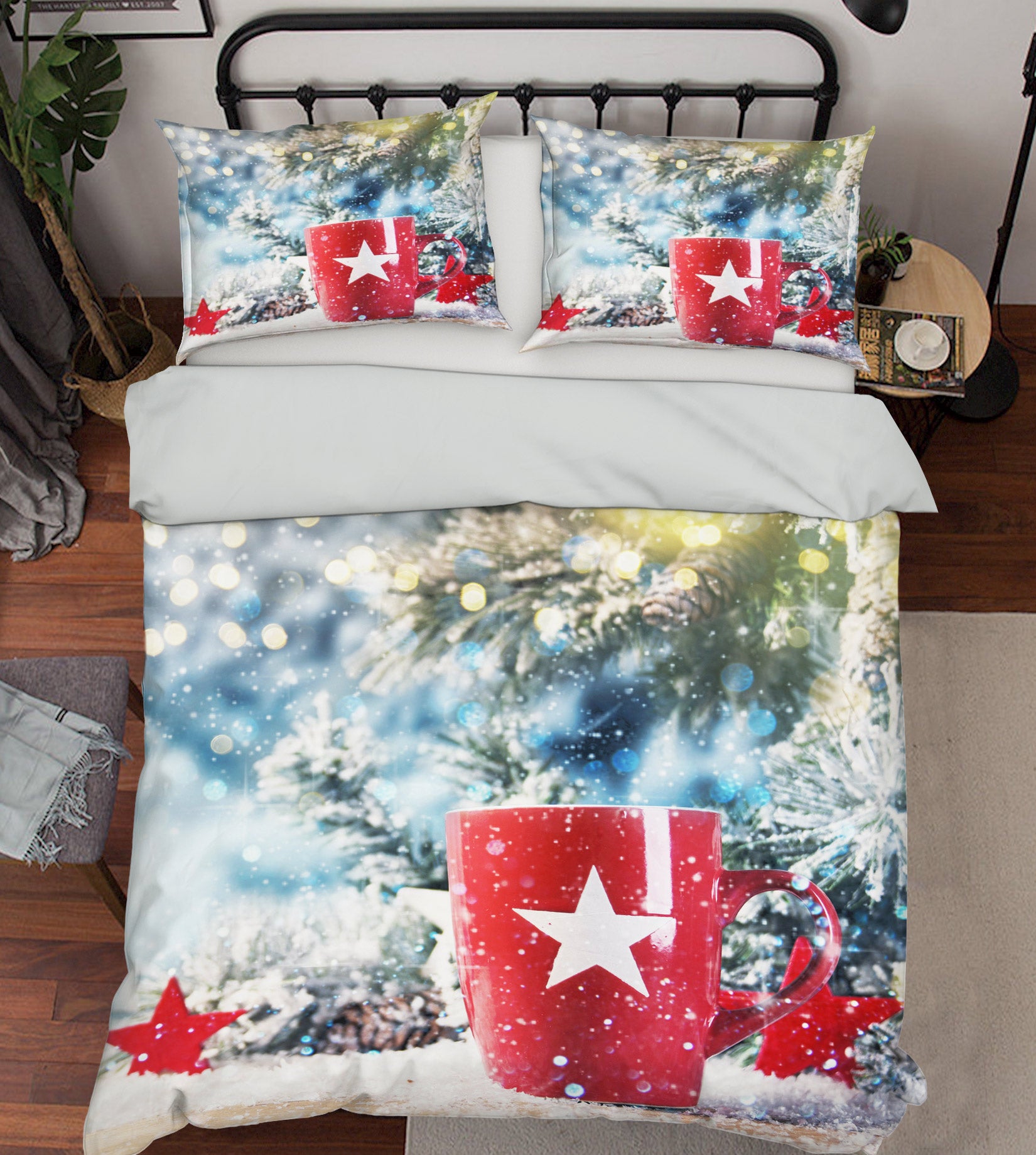 3D Red Water Glass 50046 Christmas Quilt Duvet Cover Xmas Bed Pillowcases