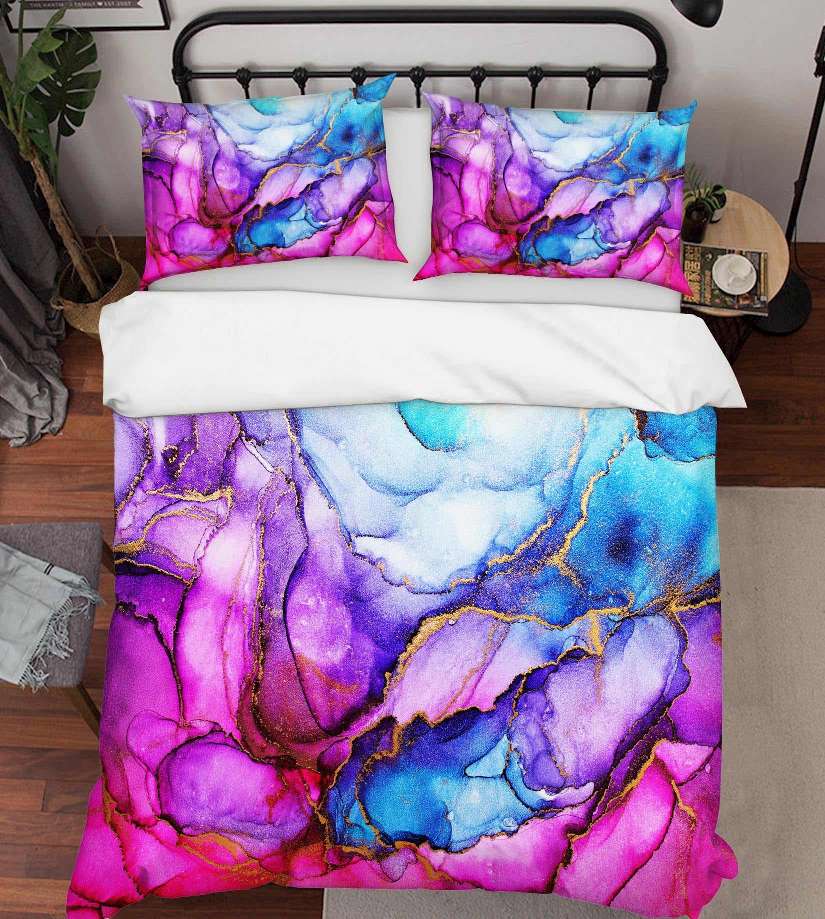 3D Fuchsia Blue Pattern 60148 Bed Pillowcases Quilt