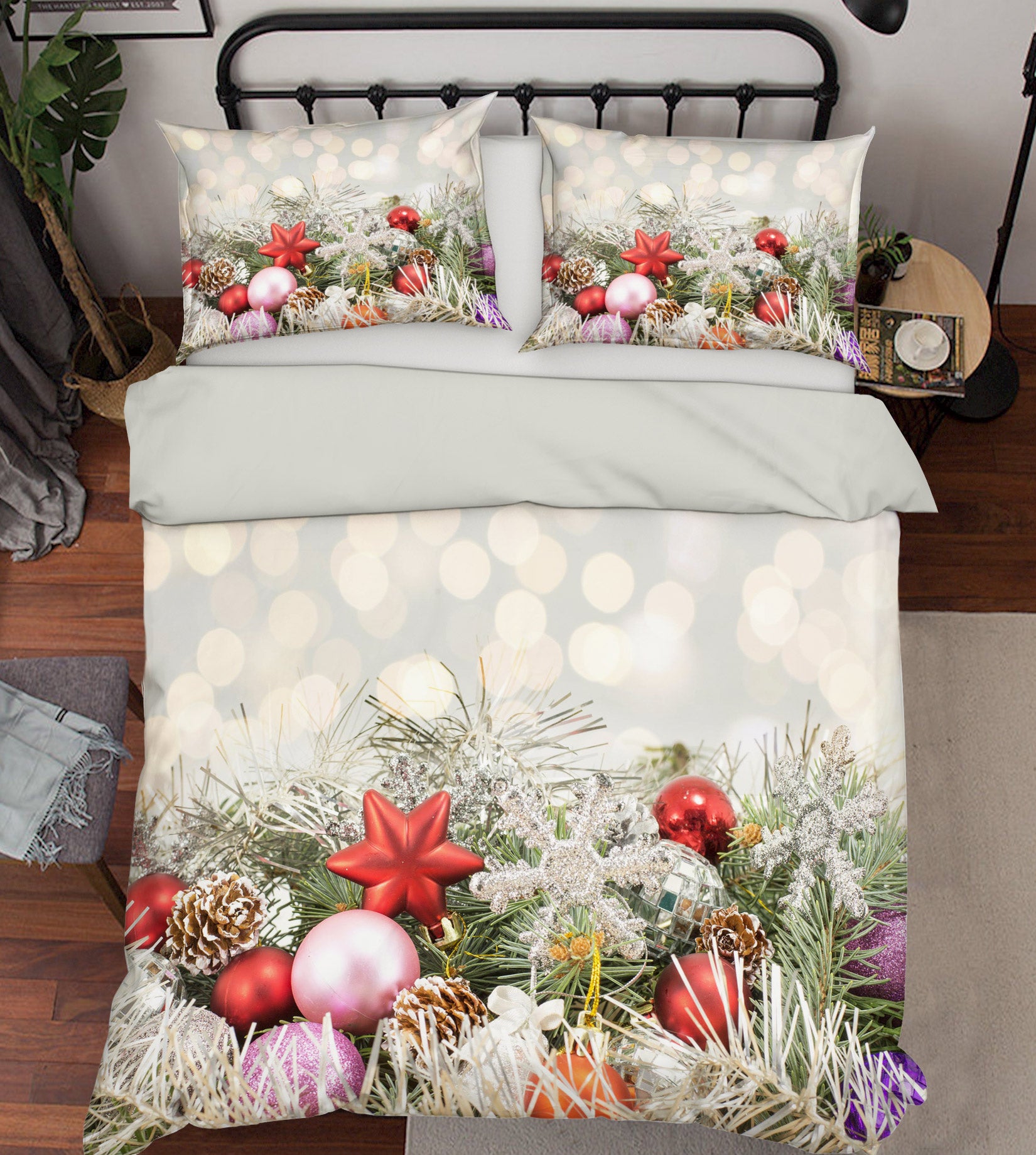 3D Snowflake Ball Pendant 50029 Christmas Quilt Duvet Cover Xmas Bed Pillowcases